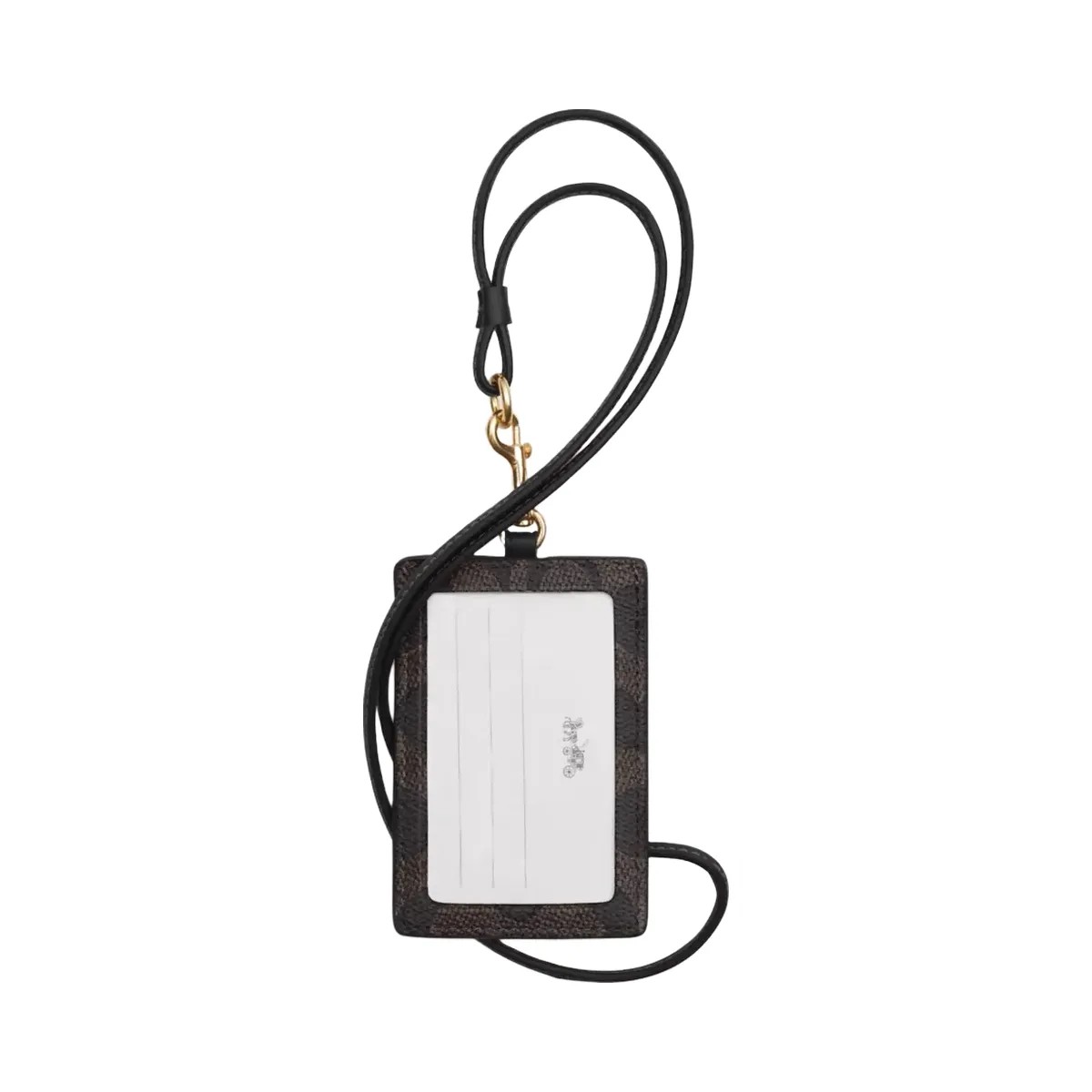 Coach Id Lanyard In Signaure Canvas in Gold Walnut Black - HypeFly India View 2