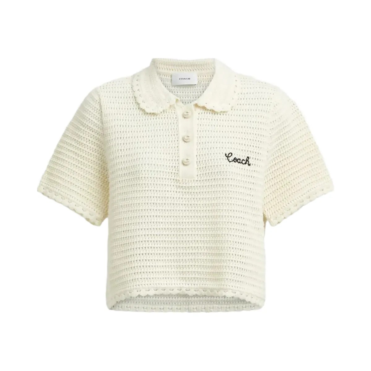 Coach Knit Cropped Polo Cream - HypeFly India View 1