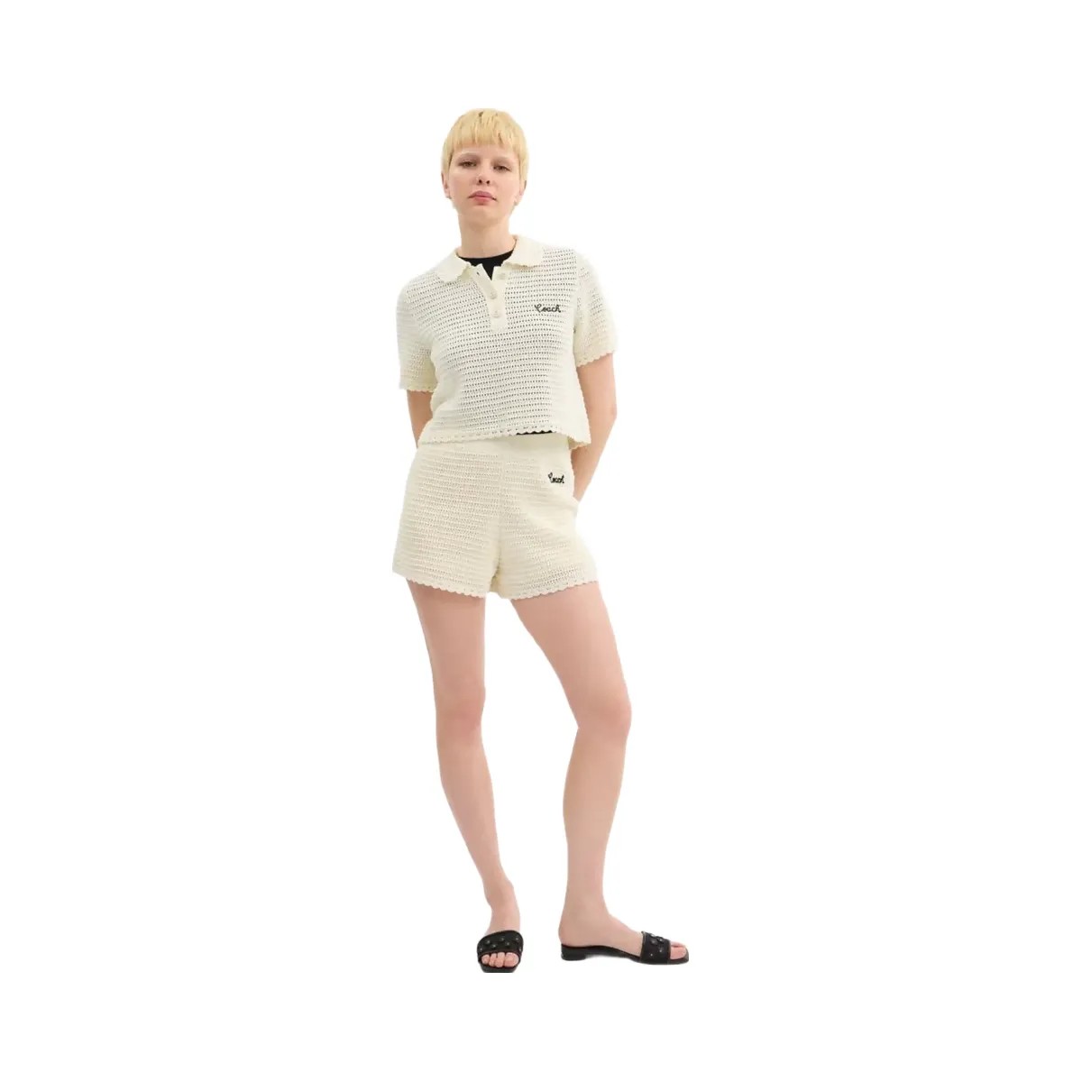 Coach Knit Cropped Polo Cream - HypeFly India View 2