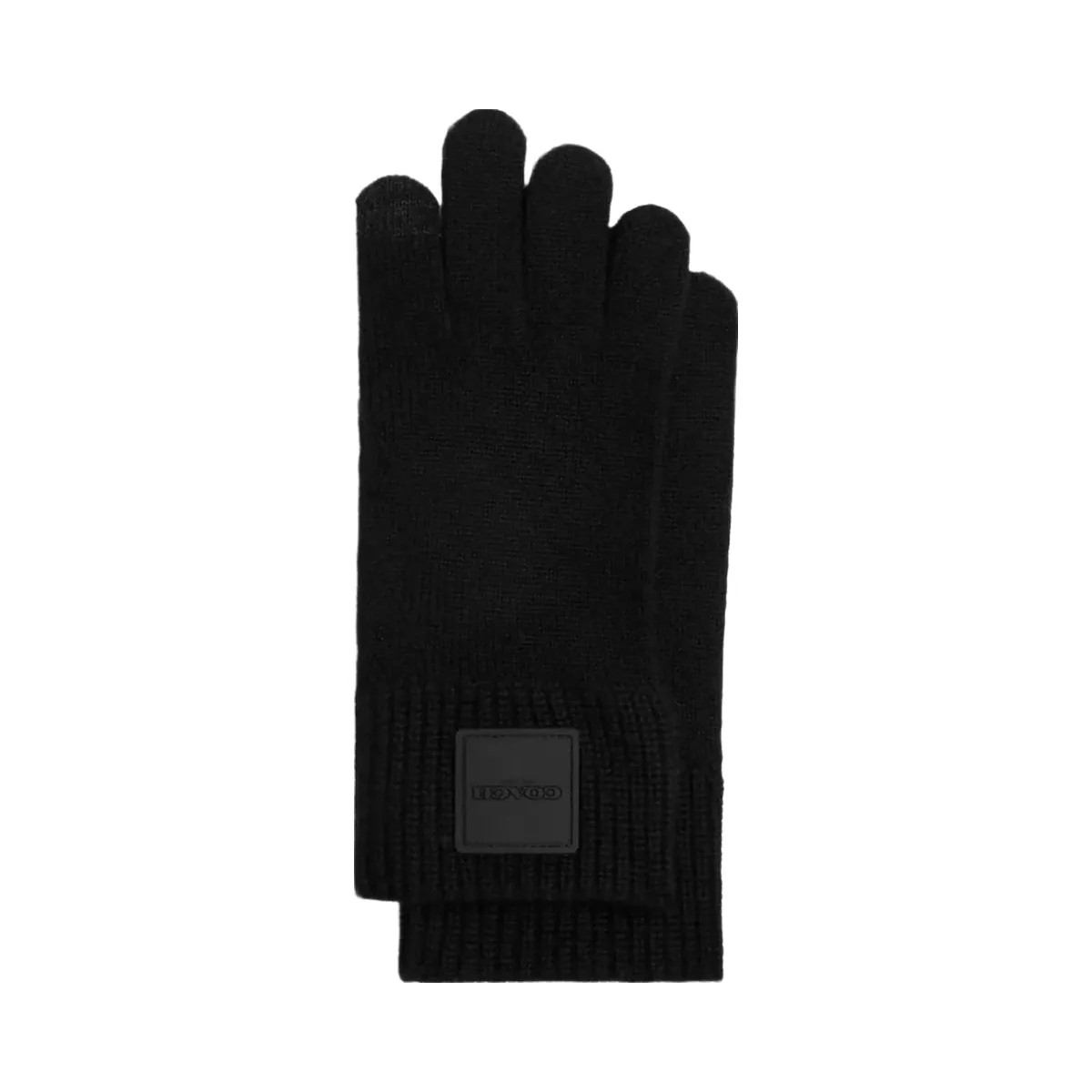 Coach Knit Tech Gloves With Rubber Patch in Black - HypeFly India View 1