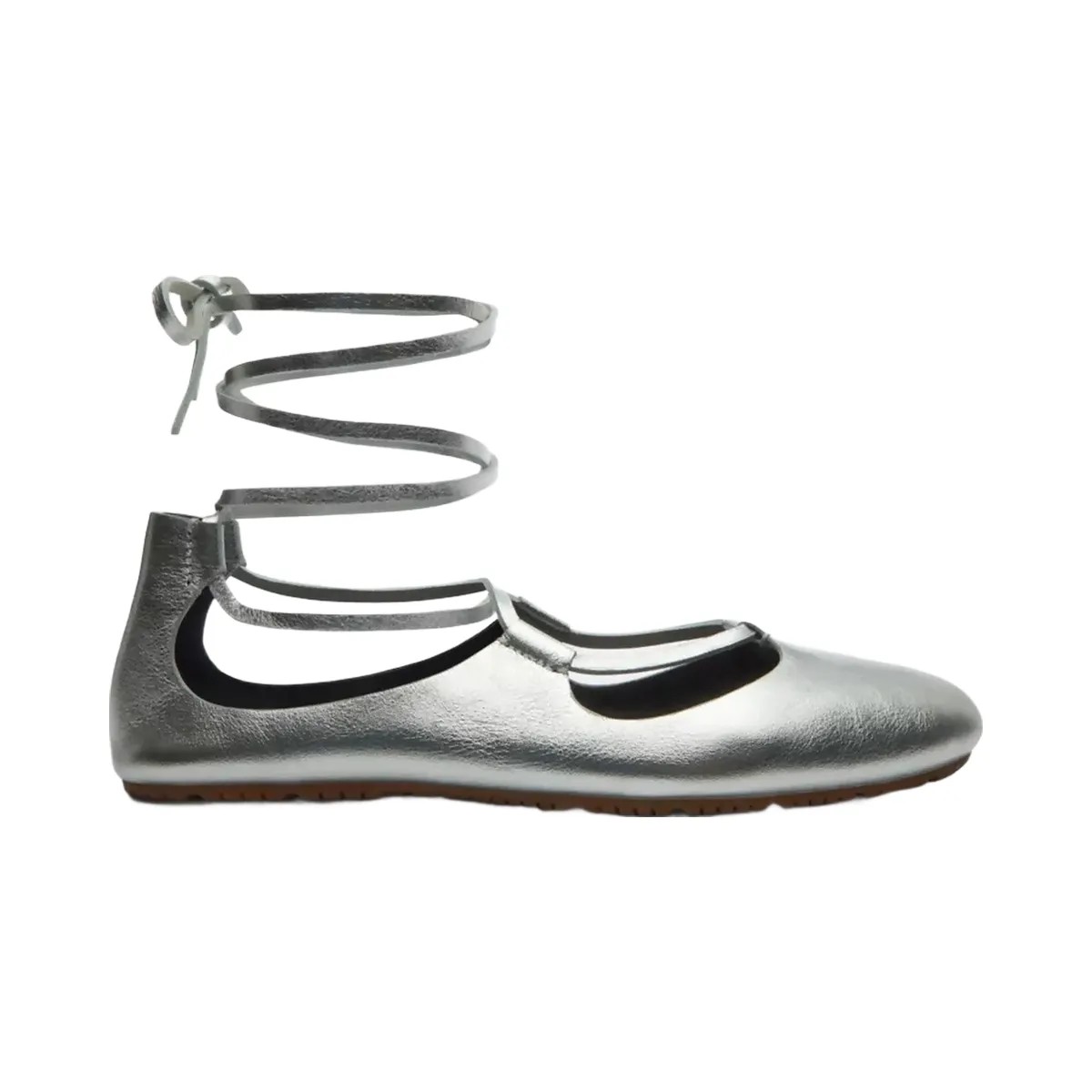 Coach Lace-Up Soft Ballet Flat in Silver - HypeFly India View 2
