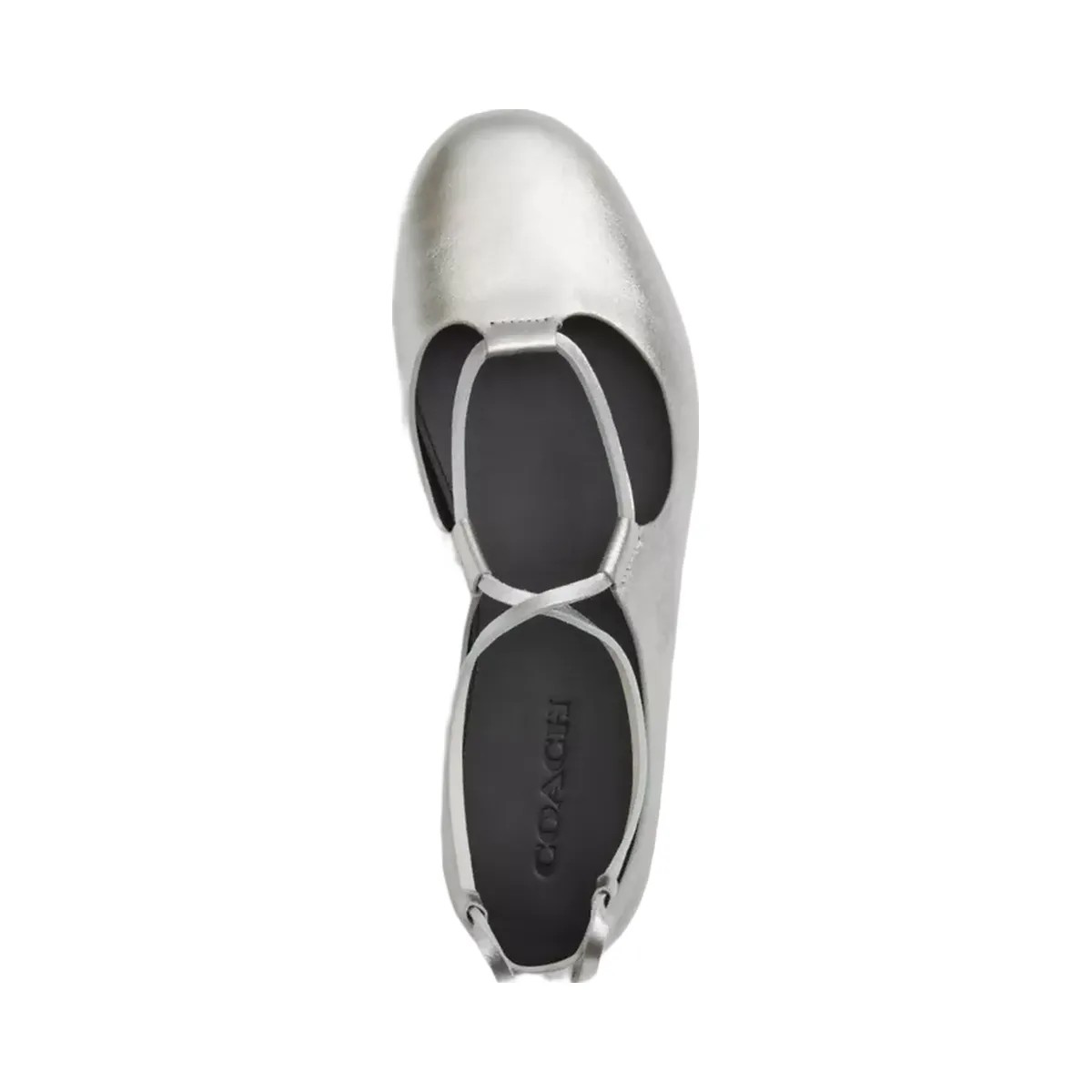 Coach Lace-Up Soft Ballet Flat in Silver - HypeFly India View 3