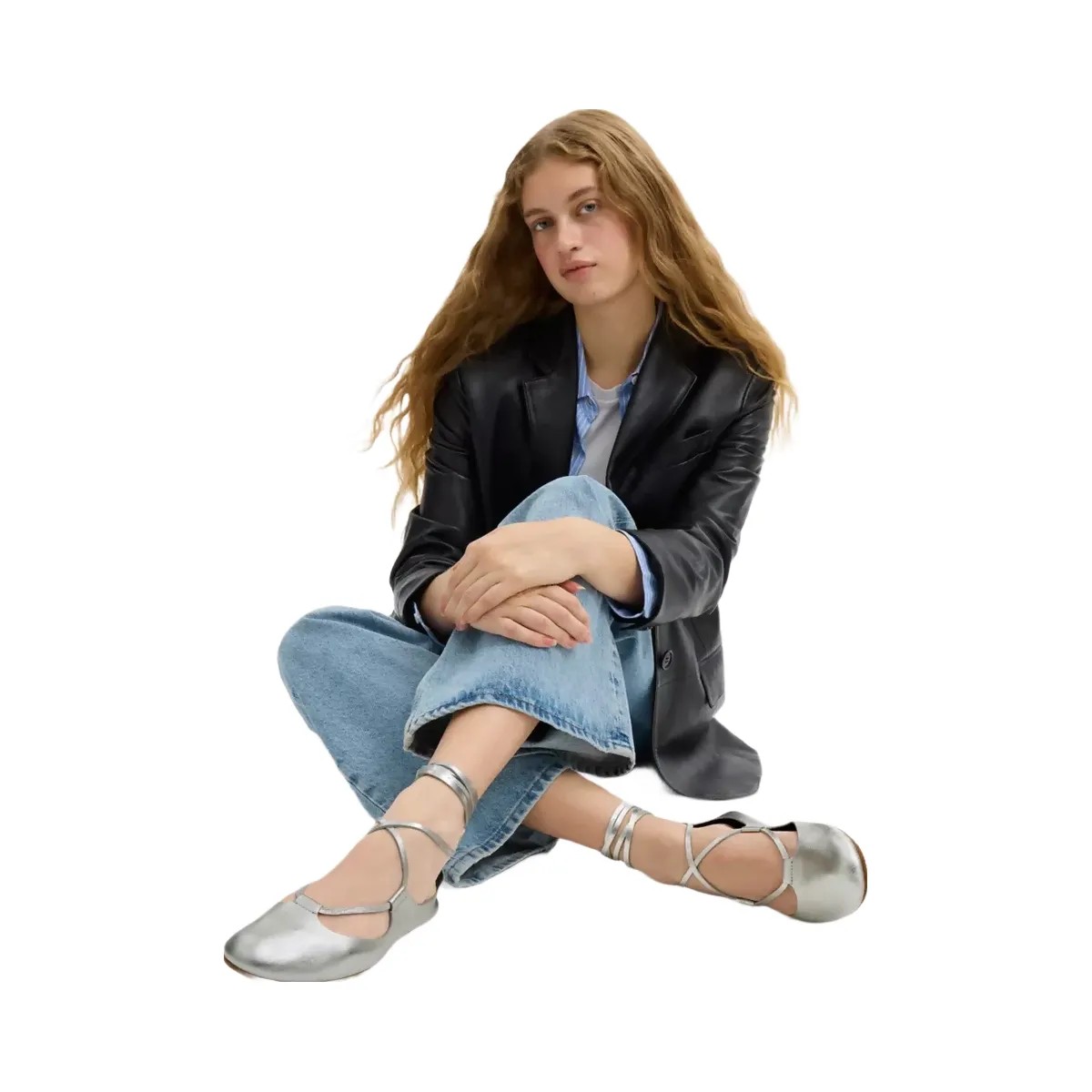 Coach Lace-Up Soft Ballet Flat in Silver - HypeFly India View 6