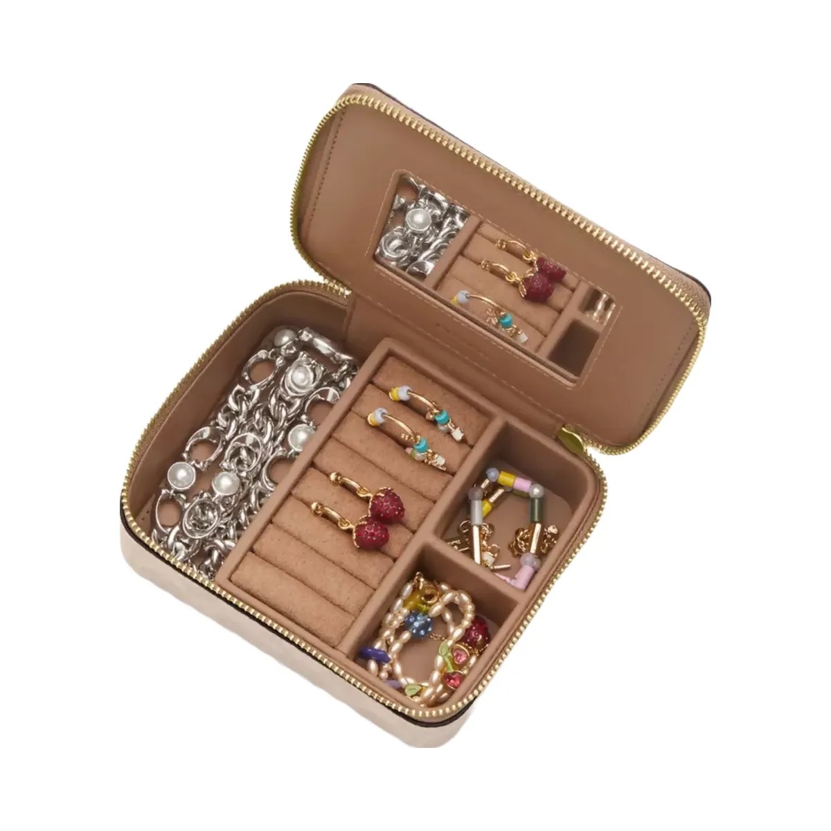 Coach Large Jewelry Box In Signature Canvas in Gold Sand Chalk - HypeFly India View 2