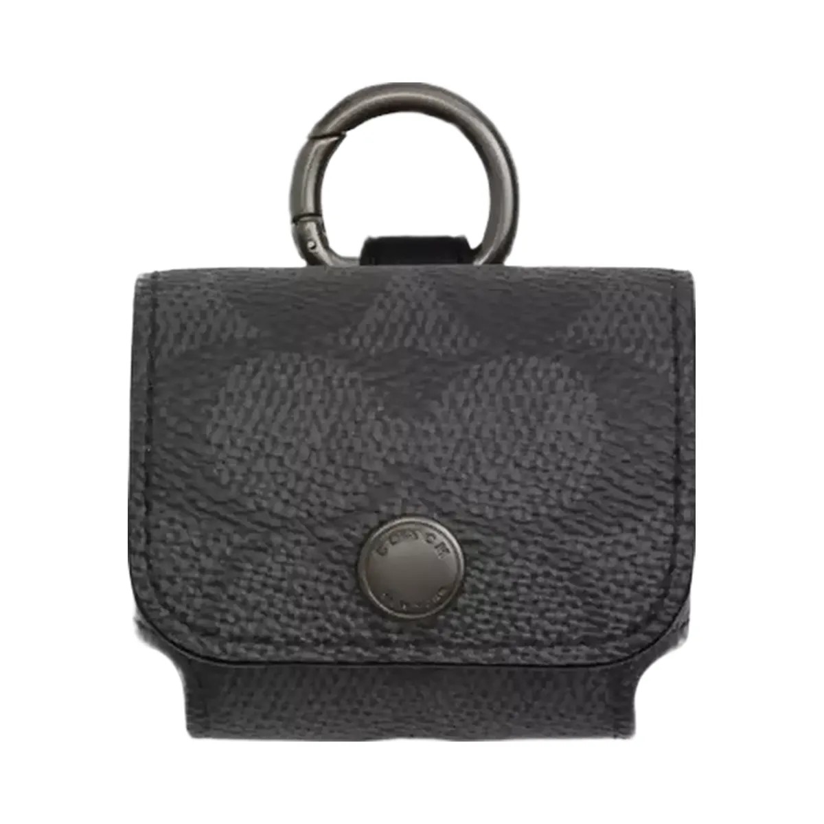 Coach Large Wireless Earbud Pro Case In Signature Canvas in Gunmetal Charcoal - HypeFly India View 1
