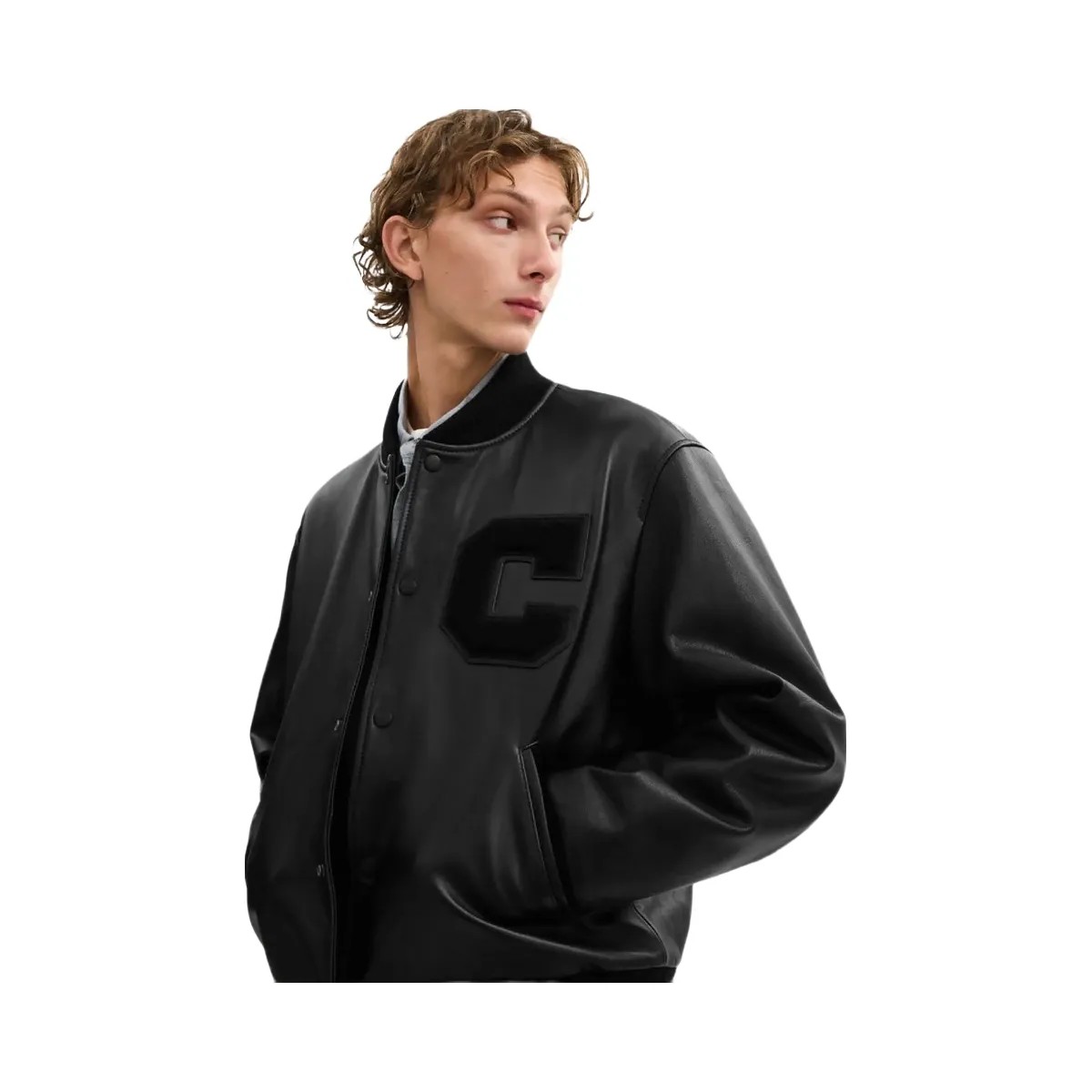Coach Leather Varsity Jacket Black Black - HypeFly India View 4