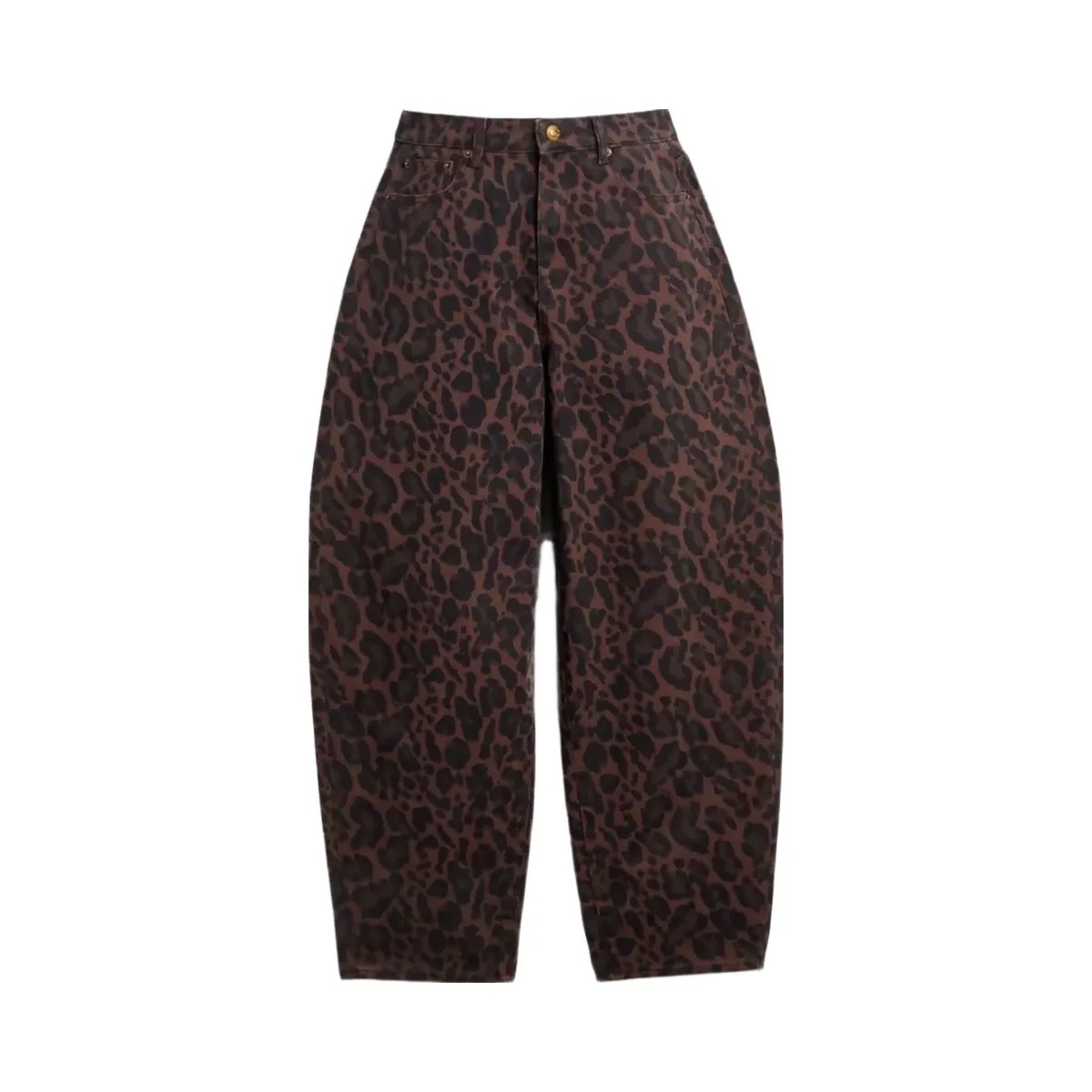 Coach Leopard Print Barrel Jeans In Organic Cotton in Dark Leopard - HypeFly India View 1