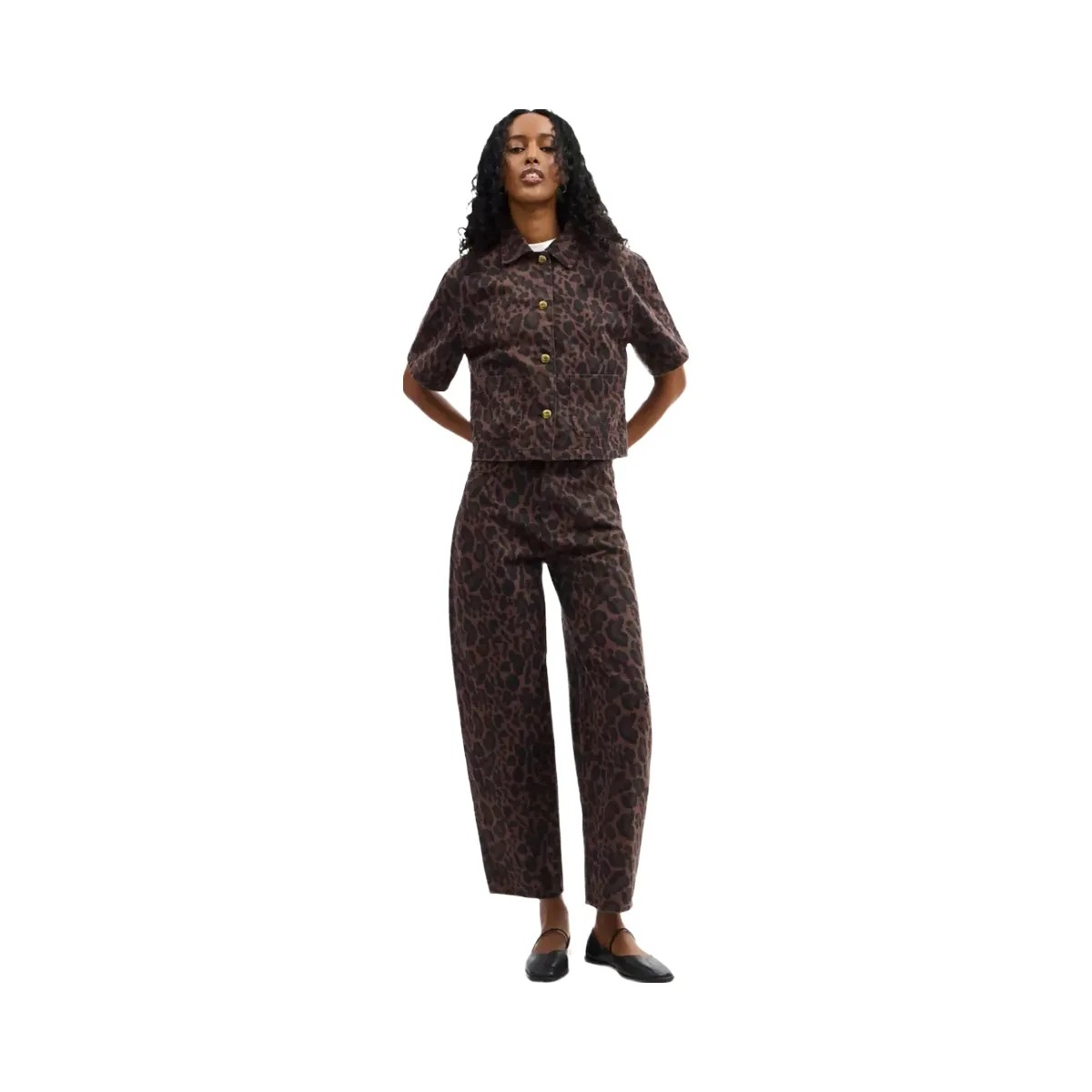 Coach Leopard Print Barrel Jeans In Organic Cotton in Dark Leopard - HypeFly India View 2