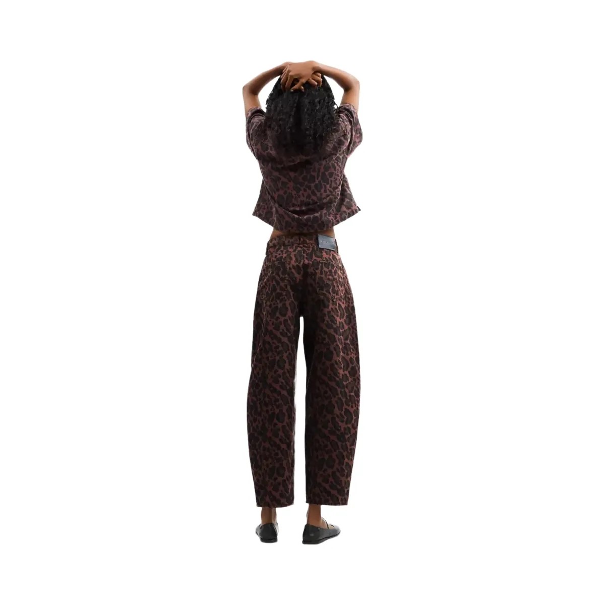 Coach Leopard Print Barrel Jeans In Organic Cotton in Dark Leopard - HypeFly India View 3