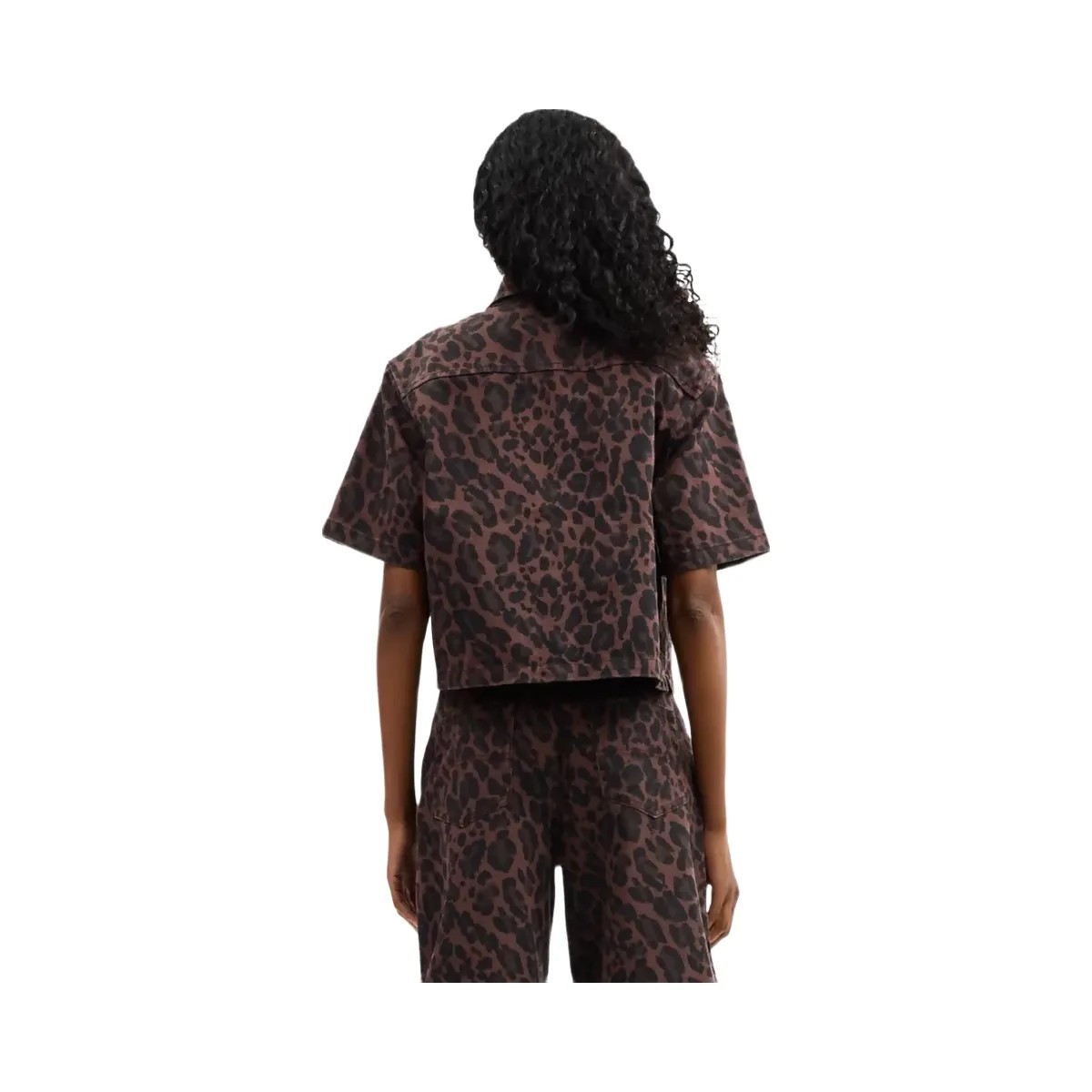 Coach Leopard Print Denim Short Sleeve Top in Dark Leopard - HypeFly India View 3