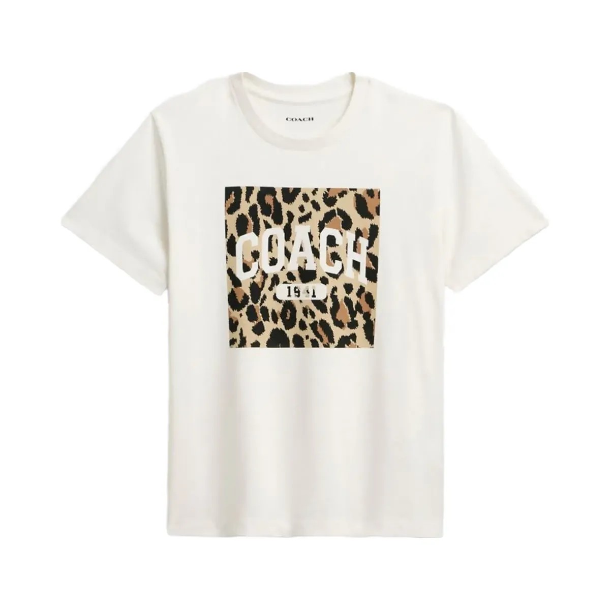 Coach Leopard Signature Square Classic T Shirt In Organic Cotton White - HypeFly India View 1