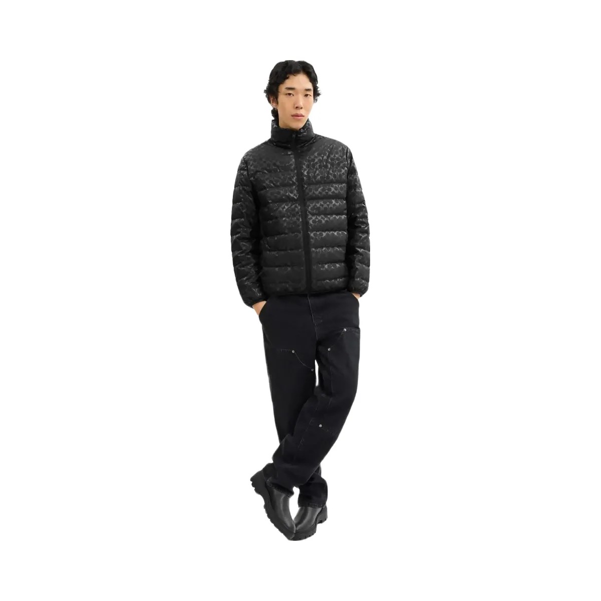 Coach Lightweight Down Jacket In Recycled Polyester Black - HypeFly India View 2