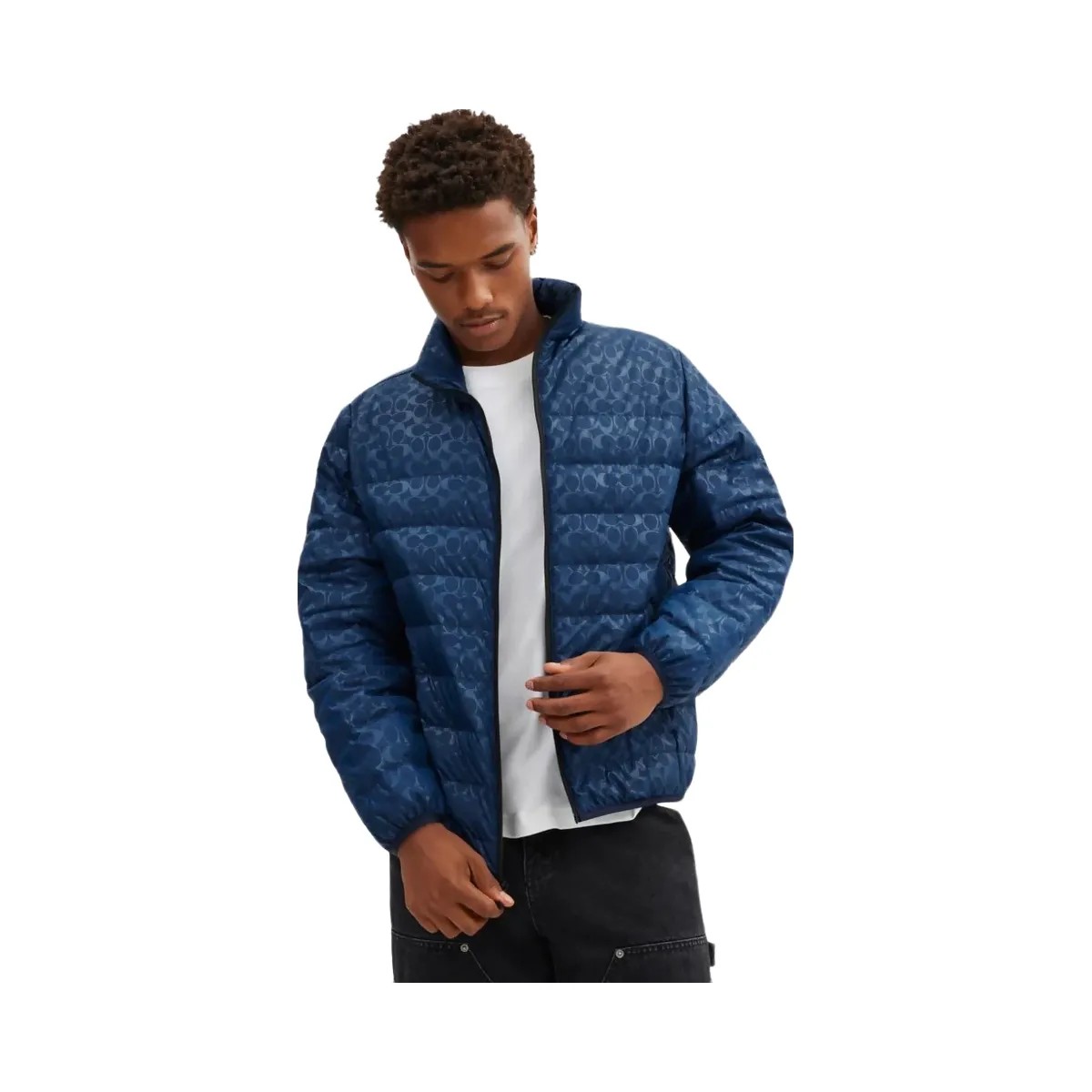 Coach Lightweight Down Jacket In Recycled Polyester Washed Navy - HypeFly India View 2