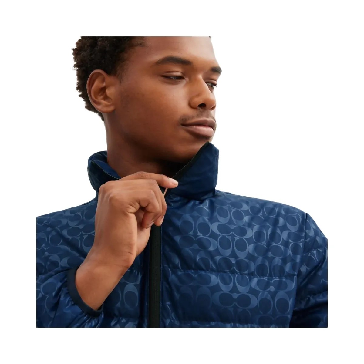 Coach Lightweight Down Jacket In Recycled Polyester Washed Navy - HypeFly India View 4