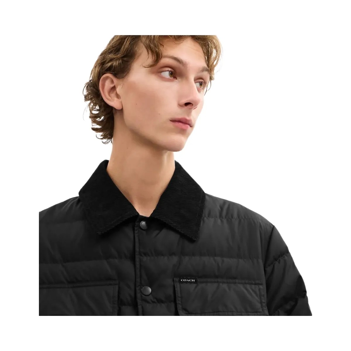Coach Lightweight Shirt Down Jacket In Recycled Polyester Black - HypeFly India View 4