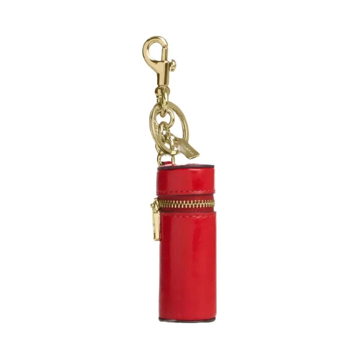 Coach Lipstick Case Bag Charm in Gold Bright Cherry - HypeFly India View 1