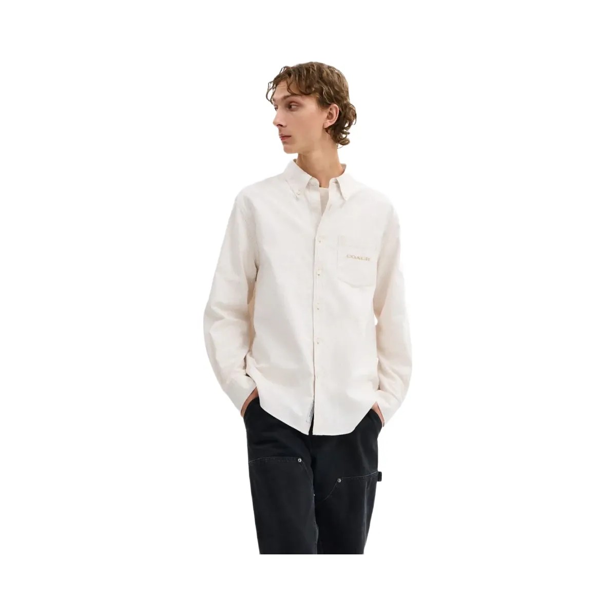 Coach Long Sleeve Button Down Shirt Neutral Stripe - HypeFly India View 2