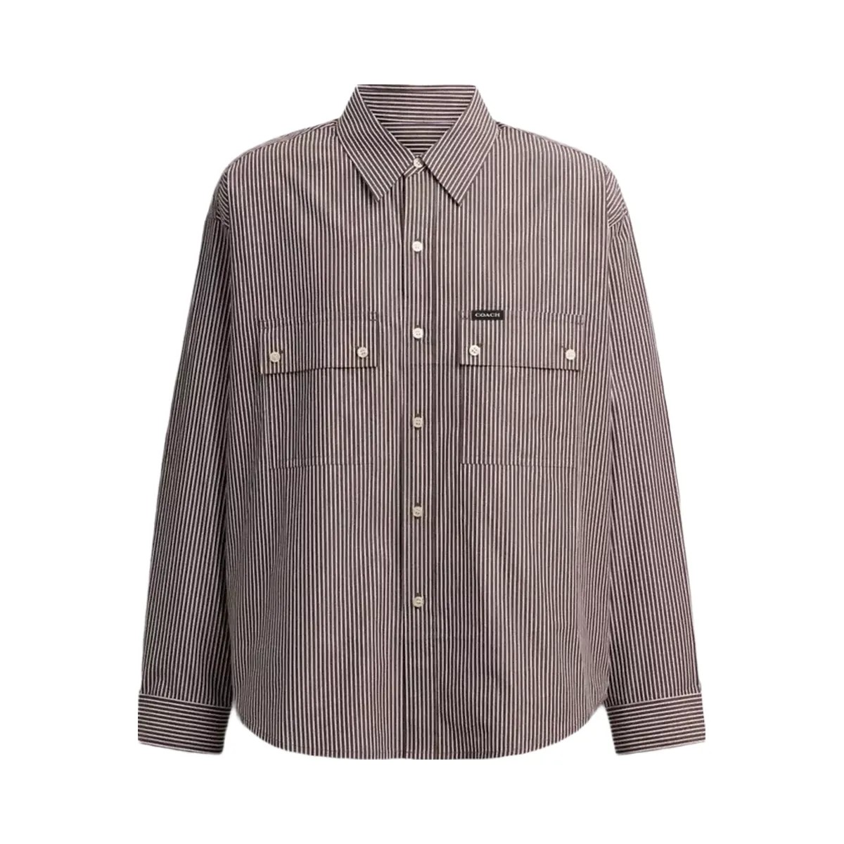 Coach Long Sleeve Button Up Shirt in Brown Stripe - HypeFly India View 1