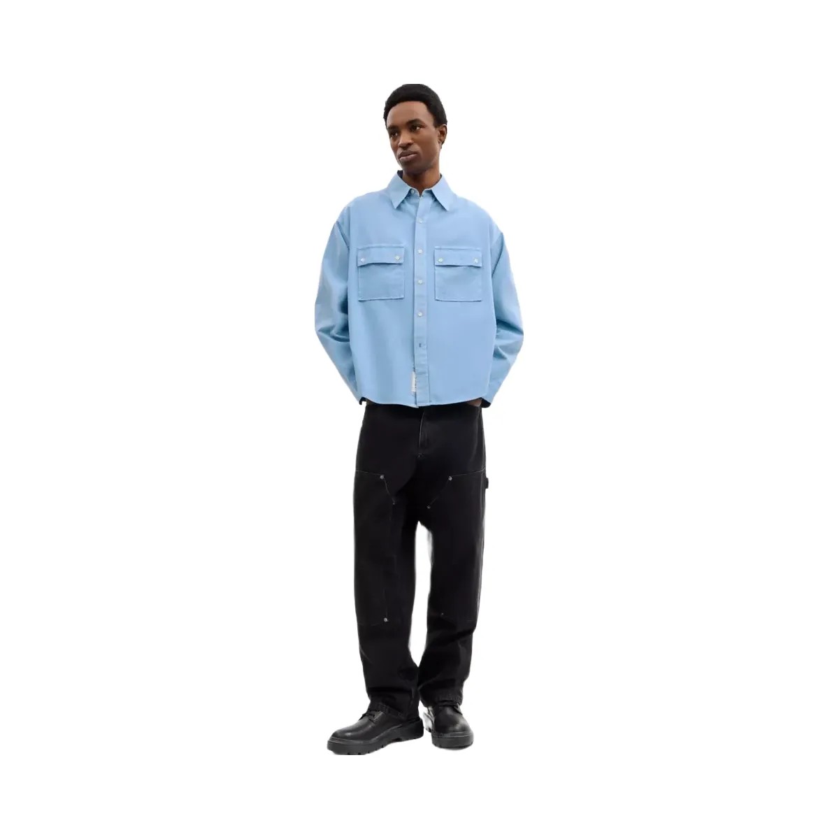 Coach Long Sleeve Canvas Shirt In Organic Cotton in Blue - HypeFly India View 2