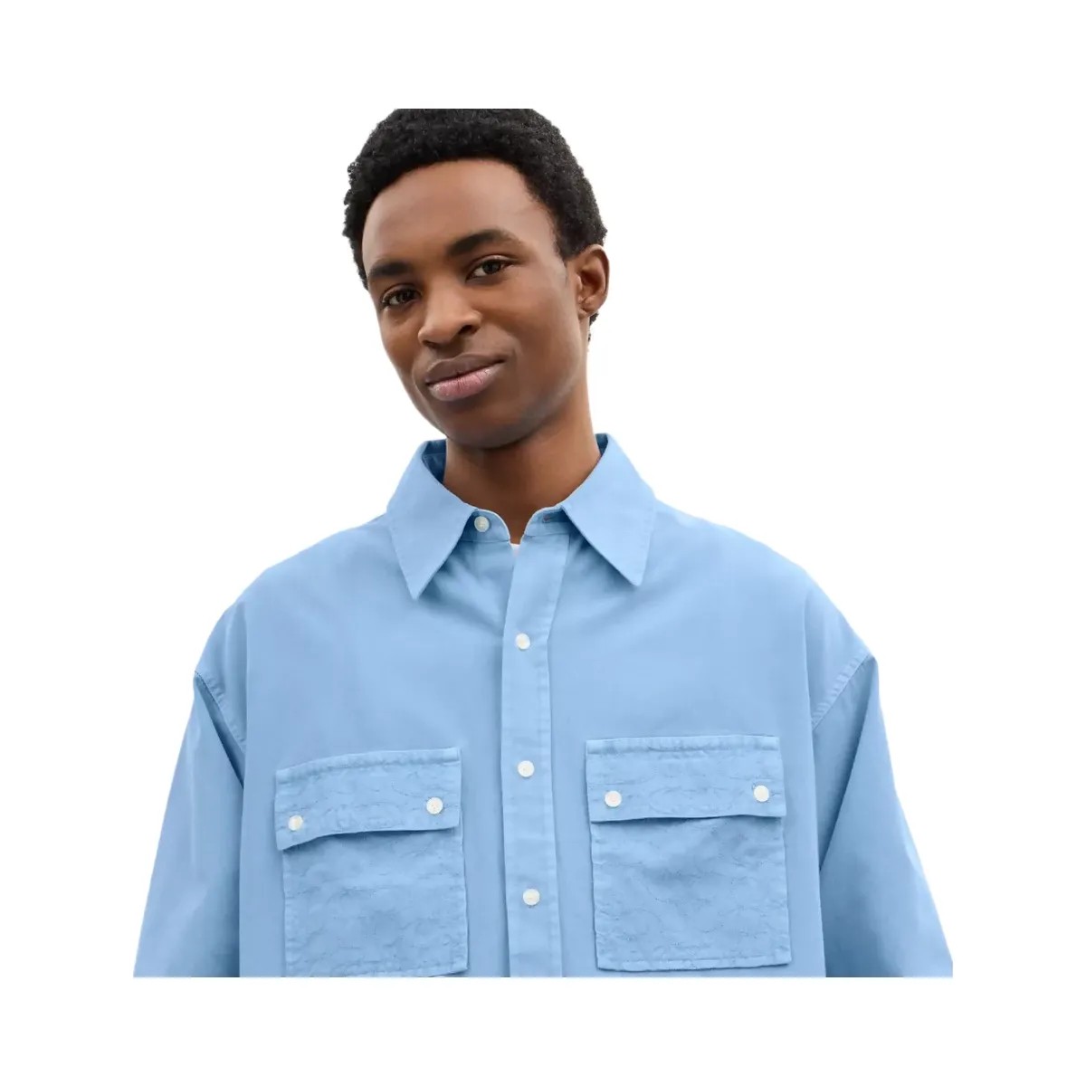 Coach Long Sleeve Canvas Shirt In Organic Cotton in Blue - HypeFly India View 4