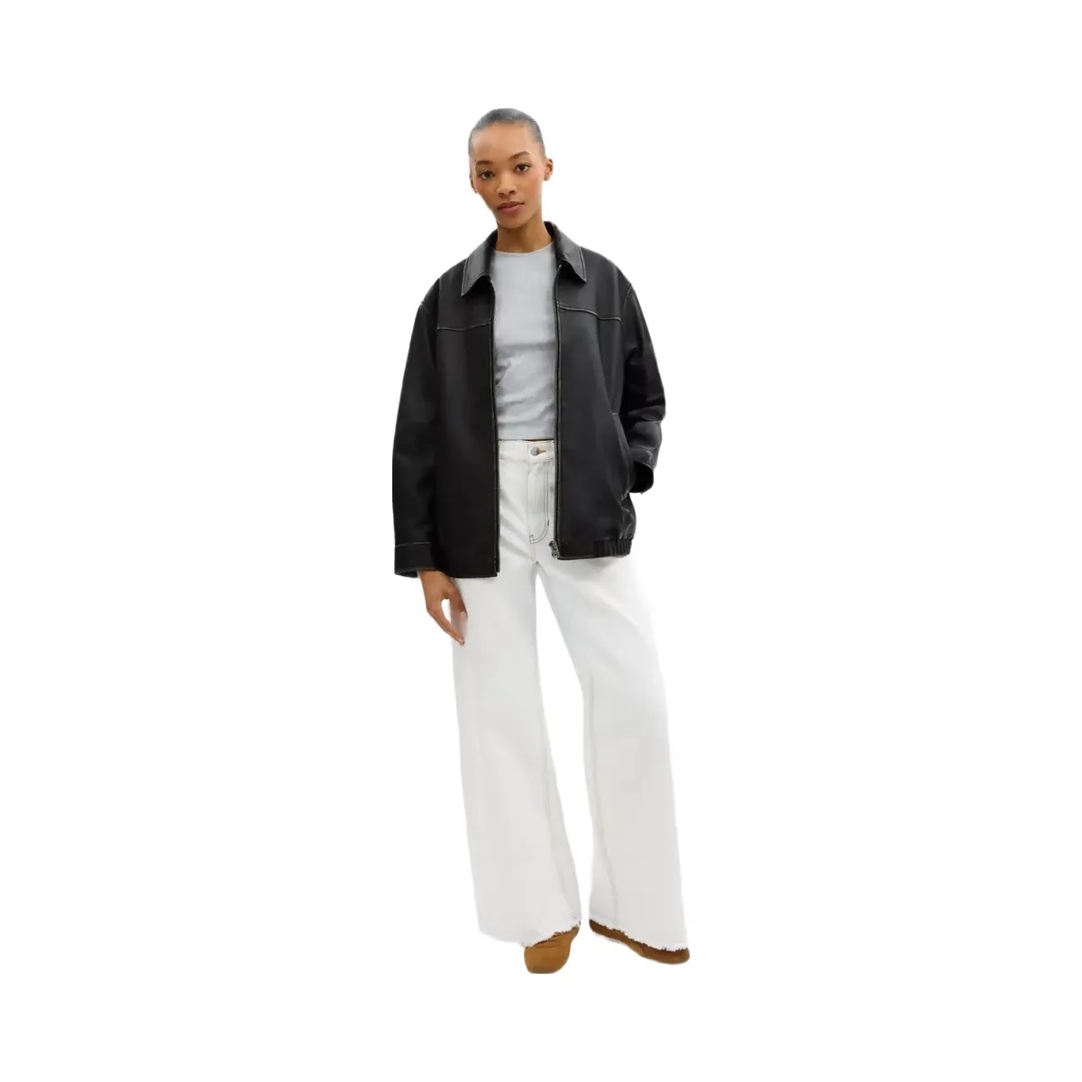 Coach Loved Oversized Leather Jacket in Black - HypeFly India View 2