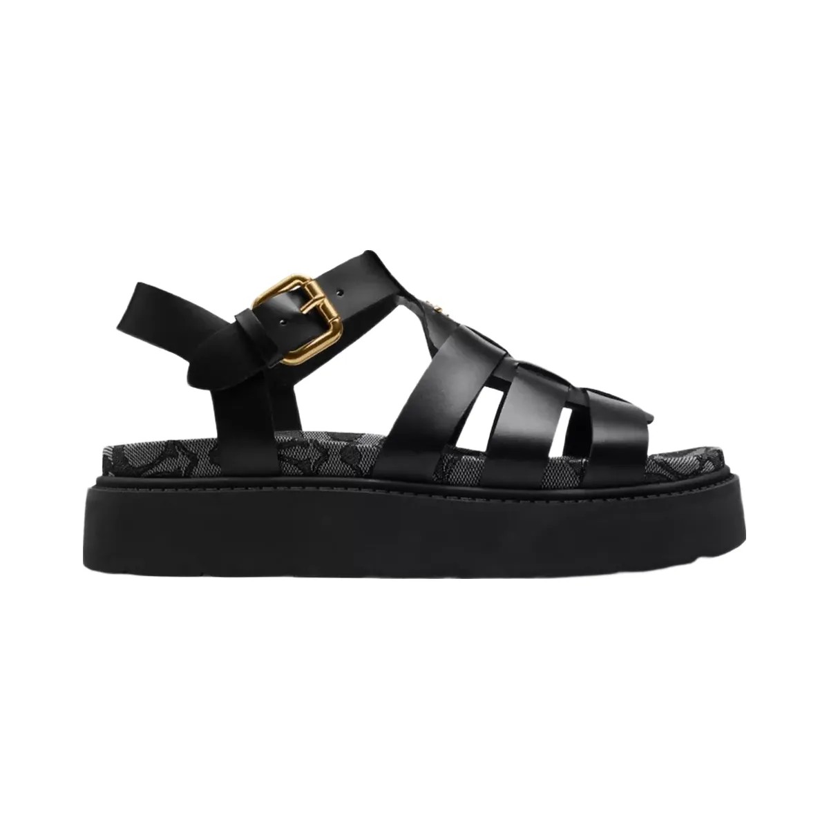 Coach Lucy Lug Sole Sandal In Signature Jacquard in Black Smoke - HypeFly India View 2