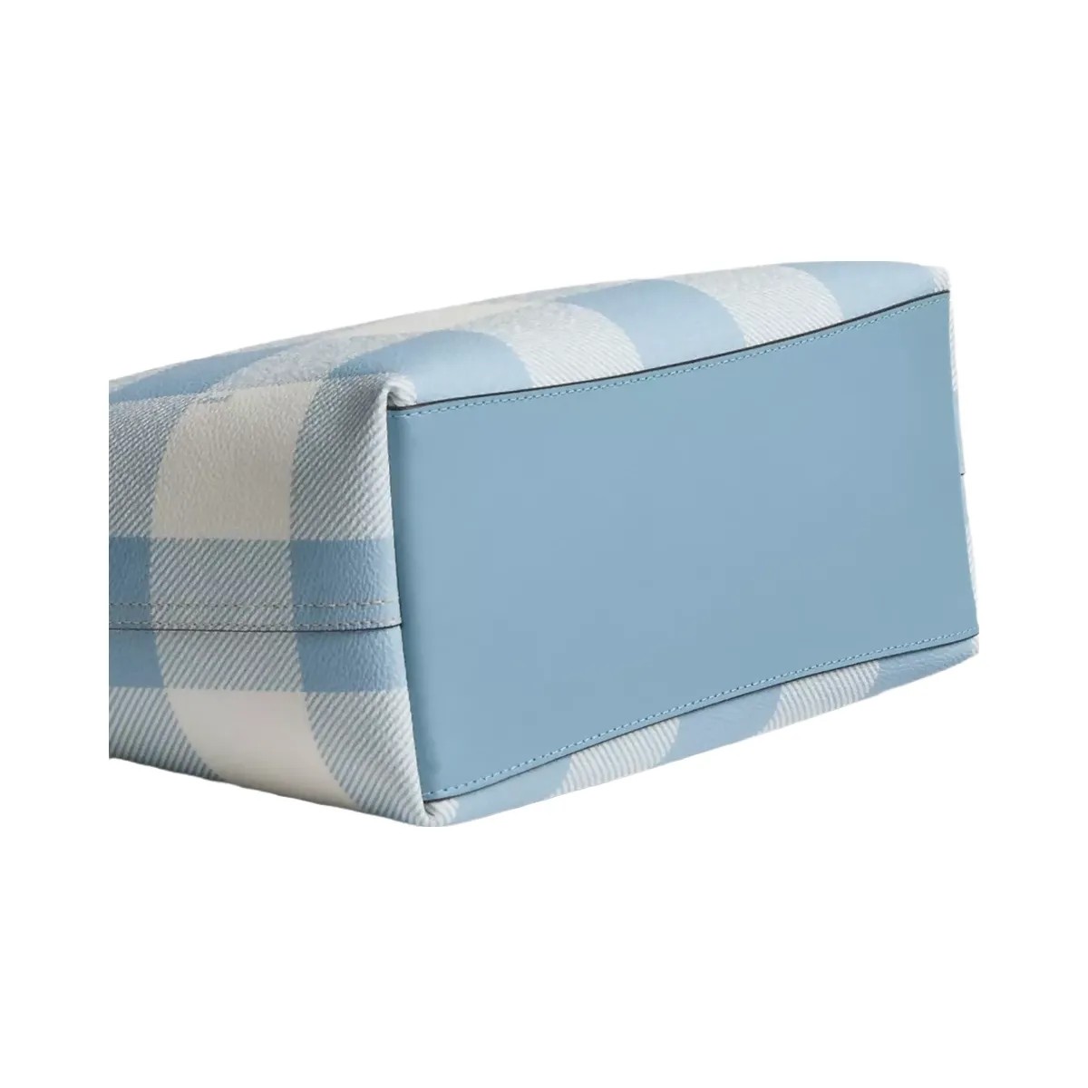 Coach Medium City Tote Bag With Gingham Print And Charm in Gold Blue Multi - HypeFly India View 6