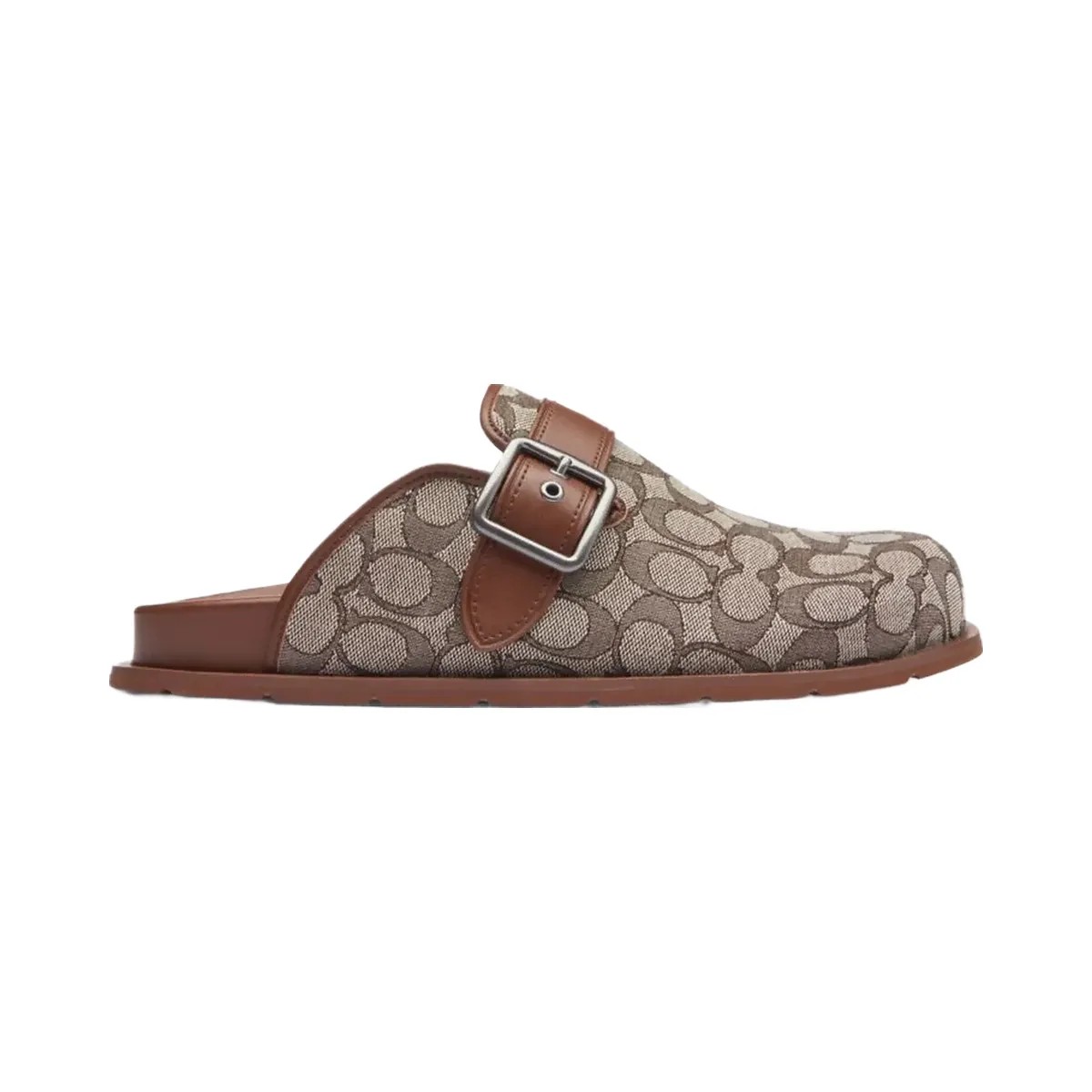 Coach Men's Buckle Clog In Signature Jacquard Oak Vintage Brown - HypeFly India View 1
