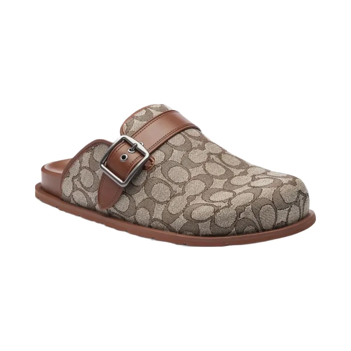 Coach Men's Buckle Clog In Signature Jacquard Oak Vintage Brown - HypeFly India View 2