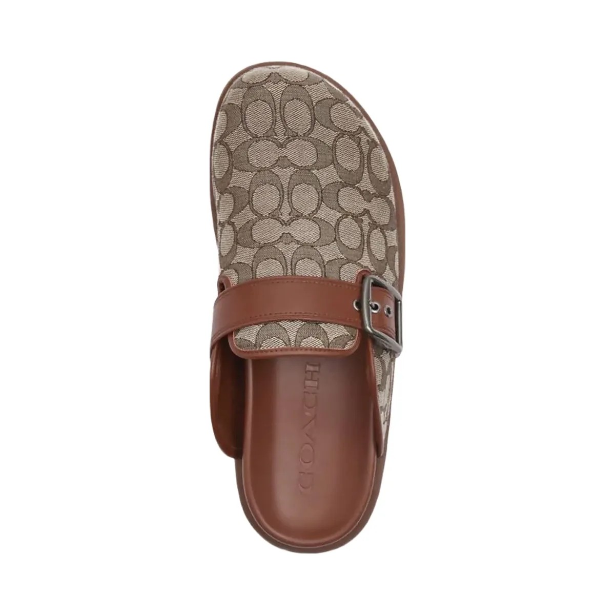 Coach Men's Buckle Clog In Signature Jacquard Oak Vintage Brown - HypeFly India View 3