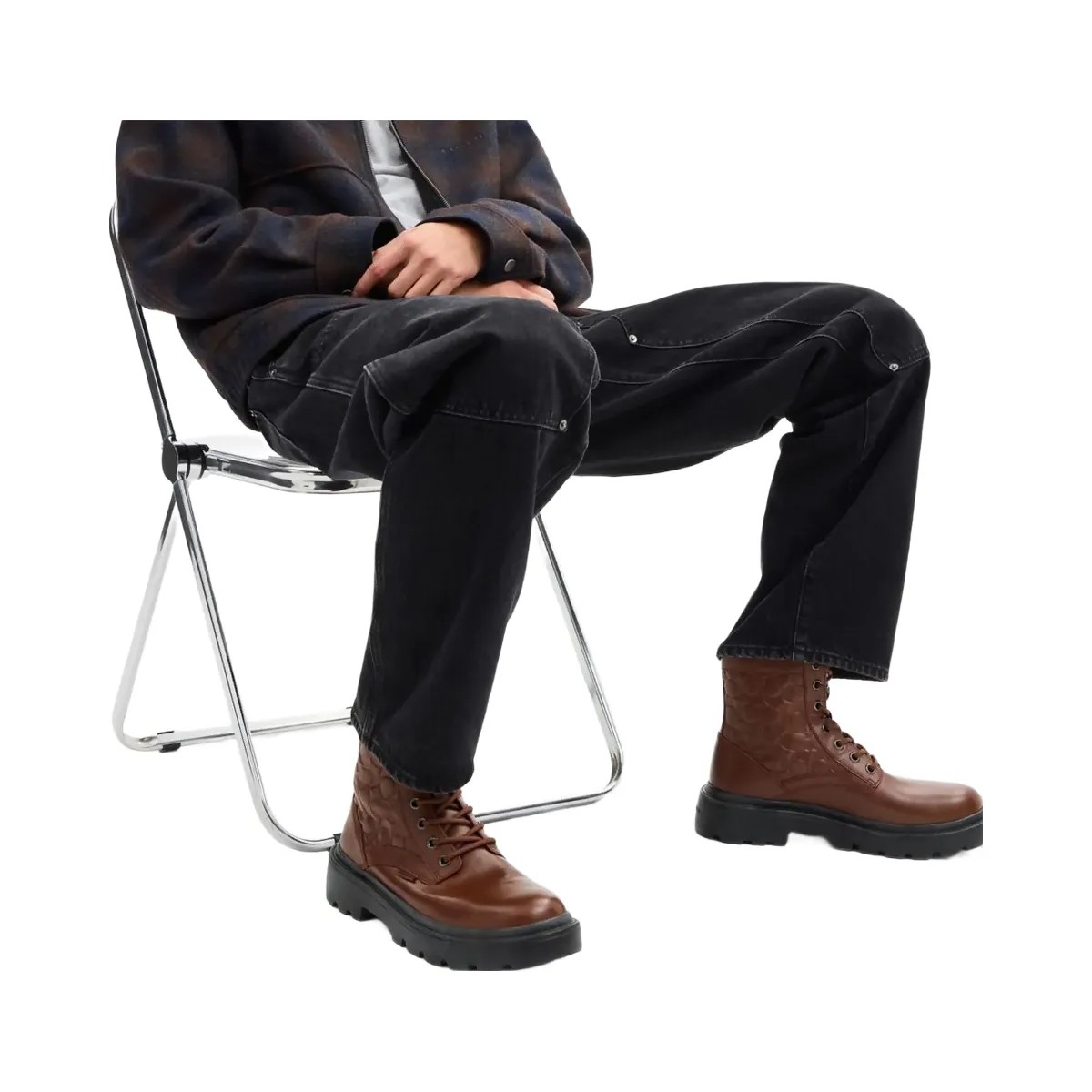 Coach Men's Combat Boot In Signature Leather Vintage Brown - HypeFly India View 4