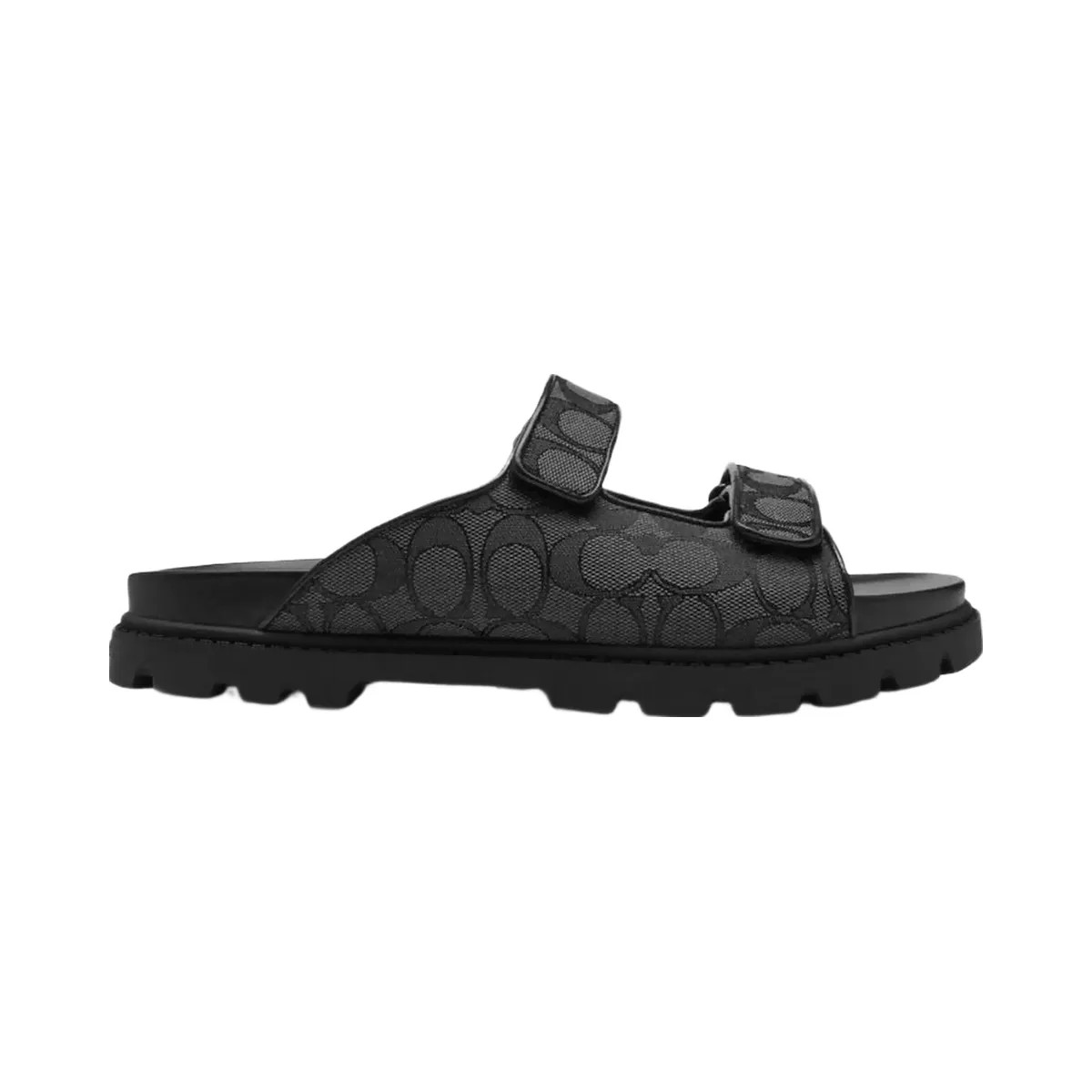 Coach Men's Double Banded Sandal In Signature Jacquard Charcoal Black - HypeFly India View 1