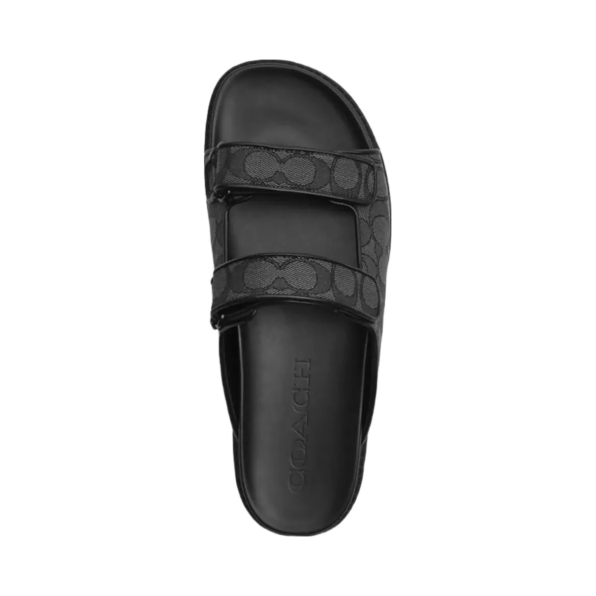 Coach Men's Double Banded Sandal In Signature Jacquard Charcoal Black - HypeFly India View 3