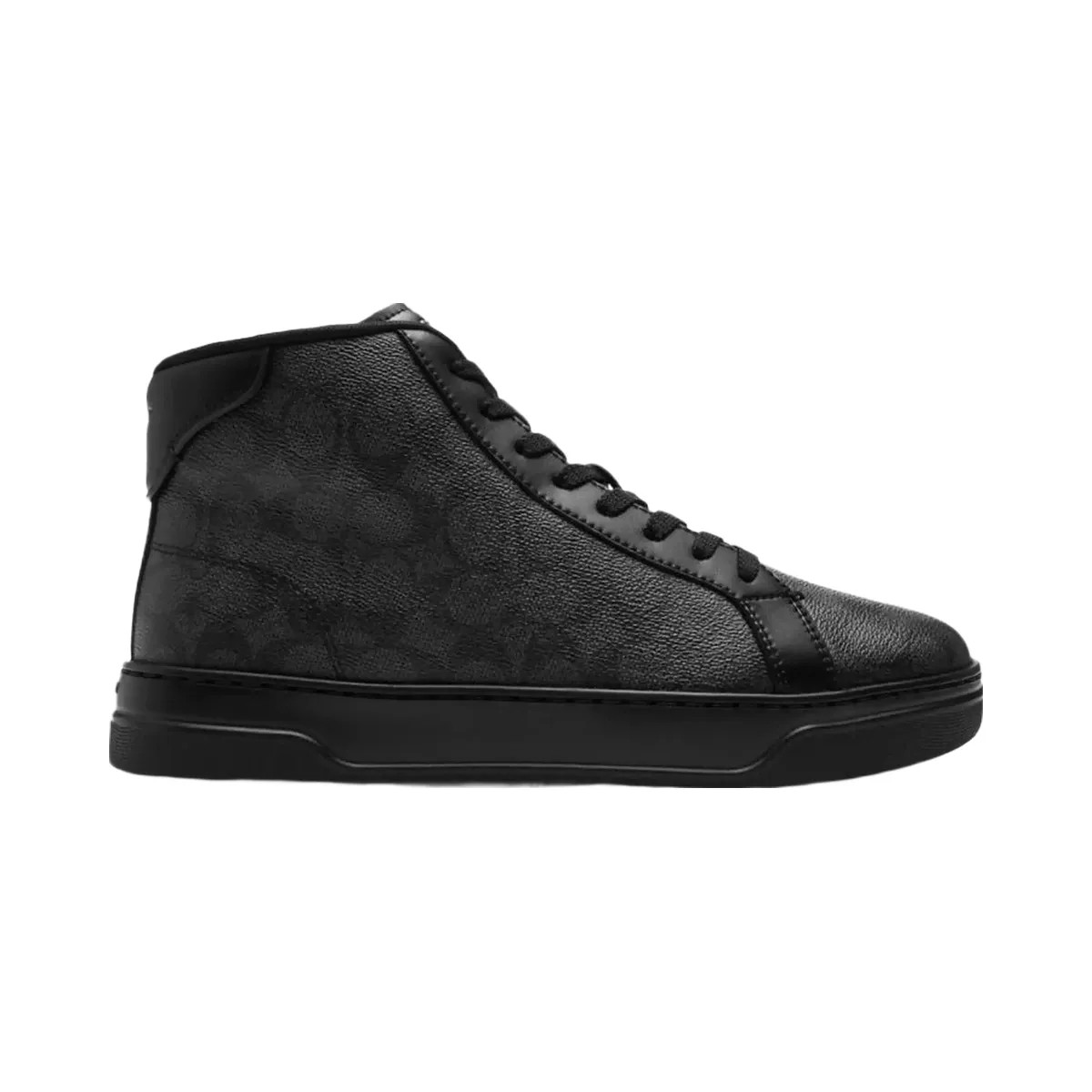 Coach Men's High Line High Top Sneaker In Signature Canvas Graphite Black - HypeFly India View 1