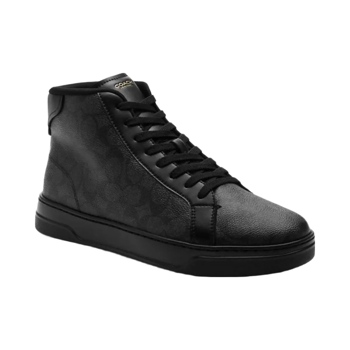 Coach Men's High Line High Top Sneaker In Signature Canvas Graphite Black - HypeFly India View 2