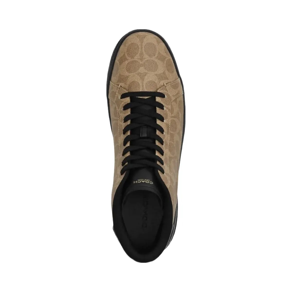 Coach Men's High Line High Top Sneaker In Signature Canvas Khaki Black - HypeFly India View 3