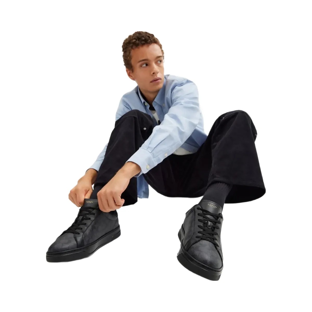 Coach Men's High Line Sneaker In Signature Canvas Graphite Black - HypeFly India View 5