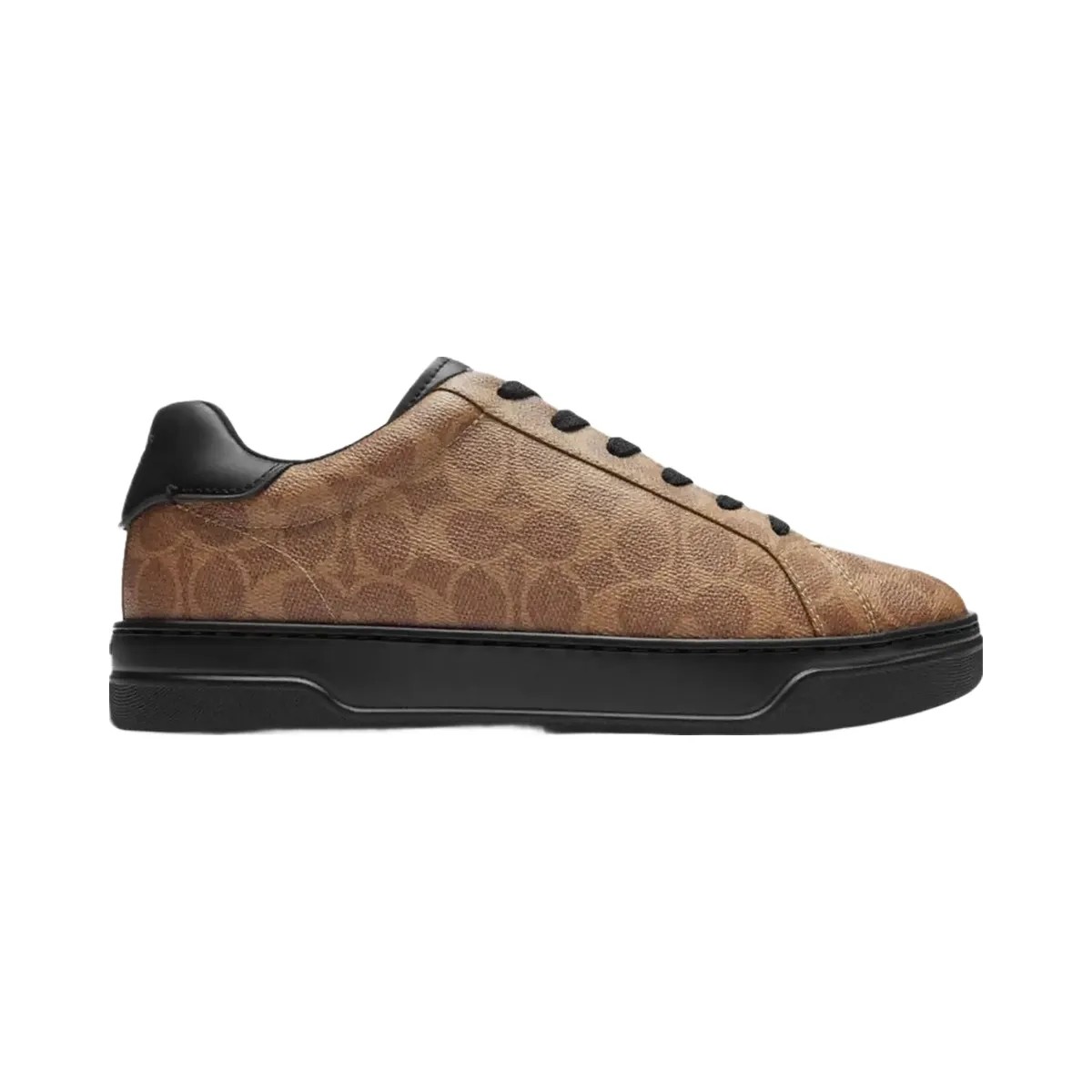 Coach Men's High Line Sneaker In Signature Canvas Khaki Black - HypeFly India View 1