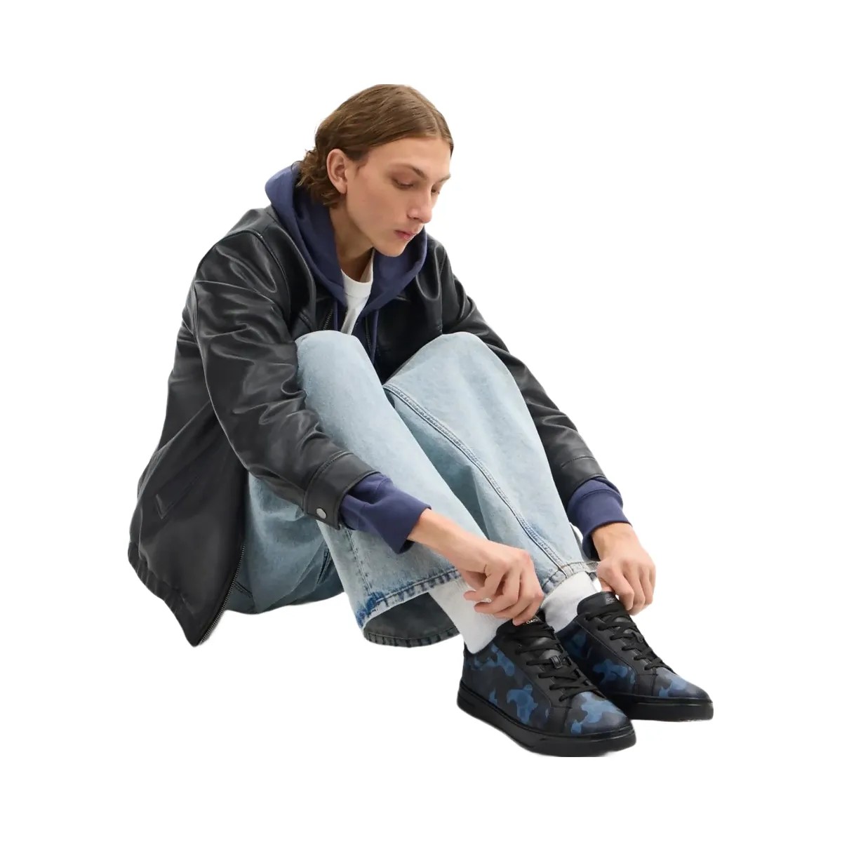 Coach Men's High Line Sneaker In Signature Canvas With Camo Print Blue Camo - HypeFly India View 6