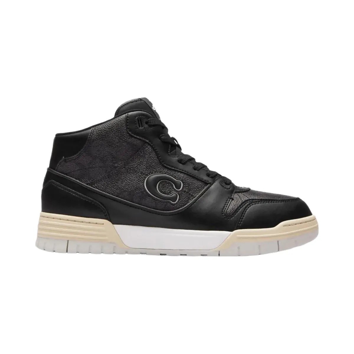 Coach Men's Soho Mid Top Sneaker In Signature Canvas Charcoal Black - HypeFly India View 1
