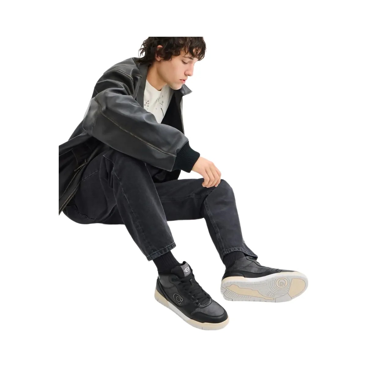 Coach Men's Soho Mid Top Sneaker In Signature Canvas Charcoal Black - HypeFly India View 5