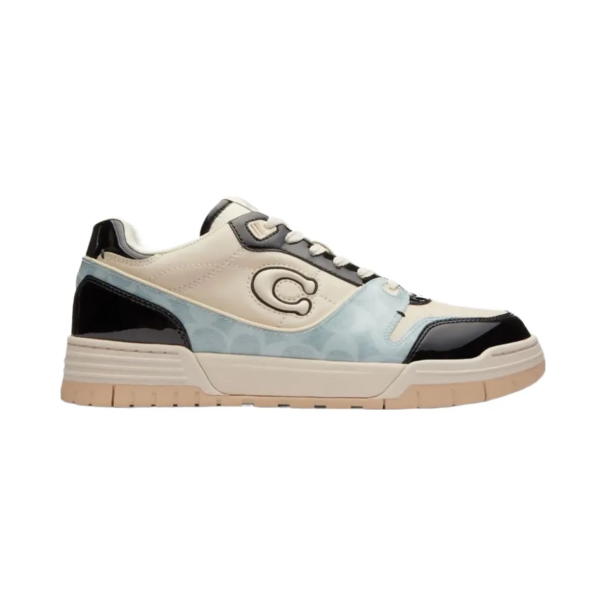 Coach Men's Soho Sneaker With Patent Signature Sea Mist Black. - HypeFly India View 1