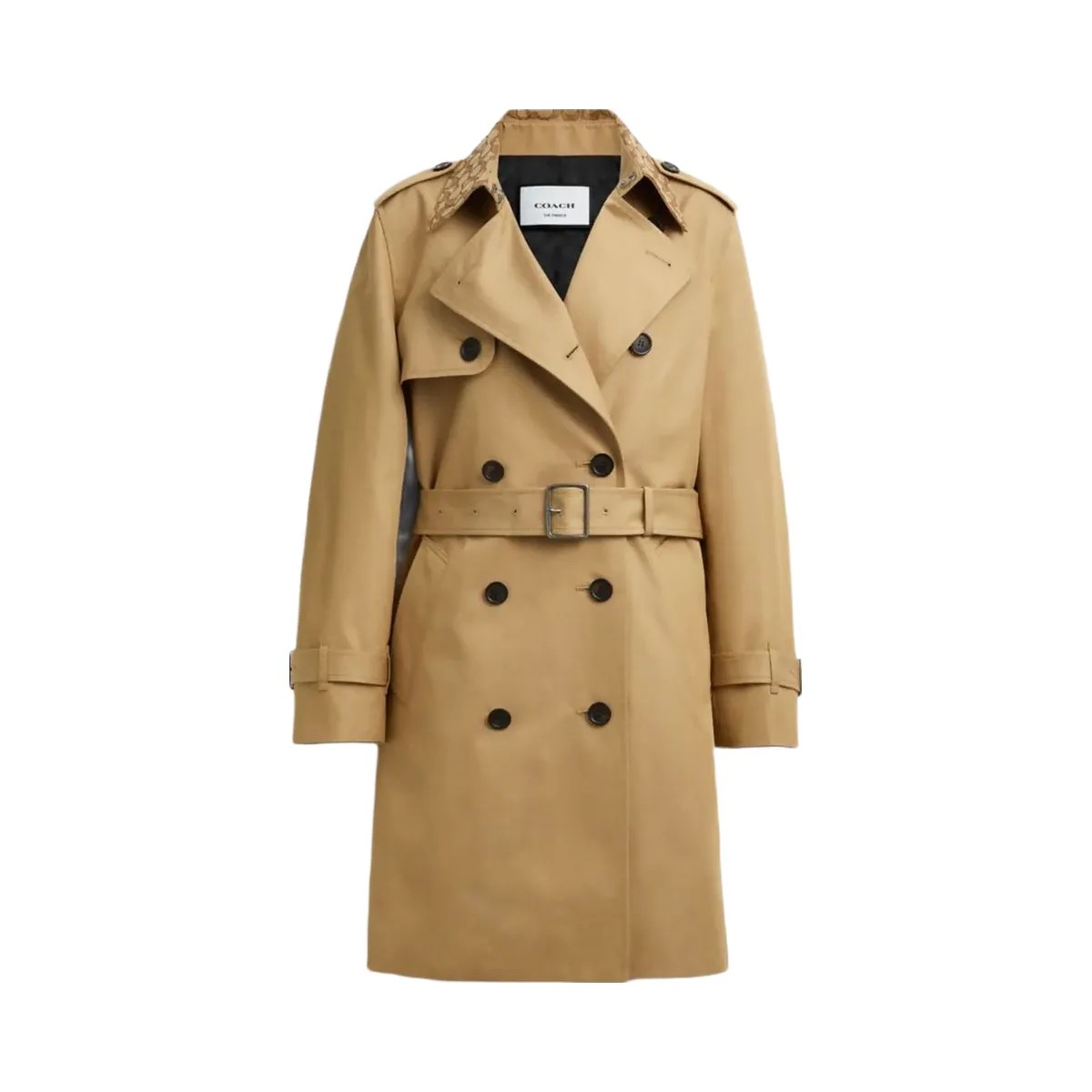 Coach Mid Trench Coat With Signature Collar Khaki - HypeFly India View 1