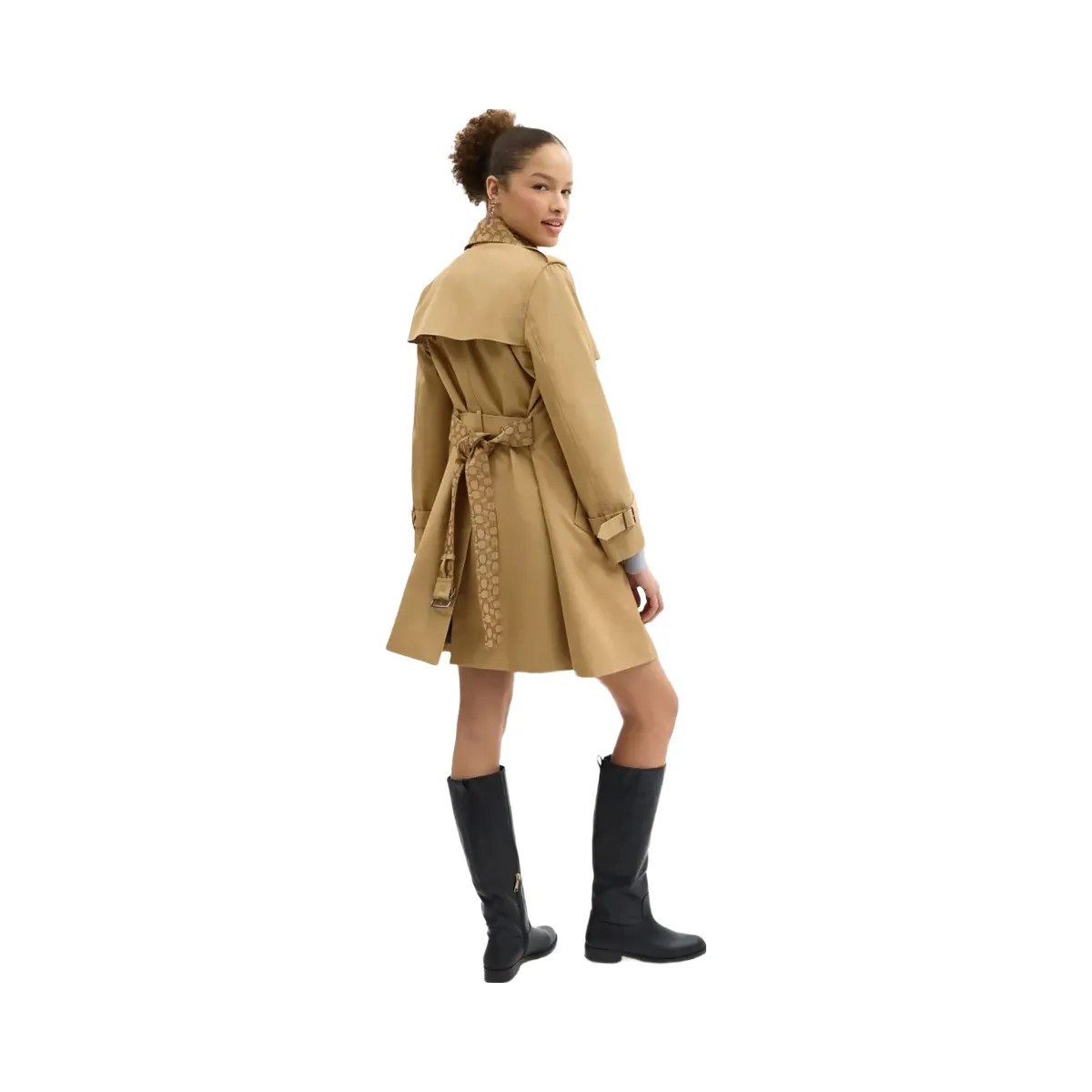 Coach Mid Trench Coat With Signature Collar Khaki - HypeFly India View 3
