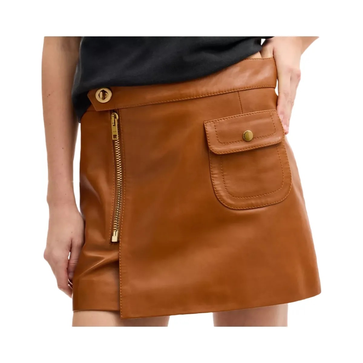 Coach Mini Leather Heritage Skirt in Saddle - HypeFly India View 4