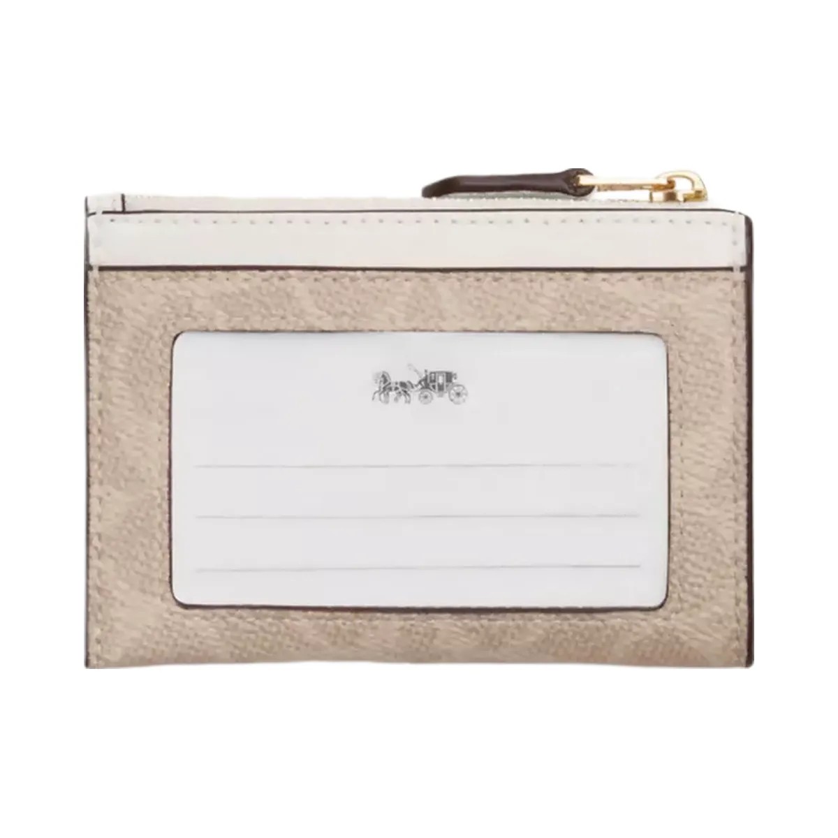 Coach Mini Skinny Id Case In Signature Canvas in Gold Sand Chalk - HypeFly India View 2