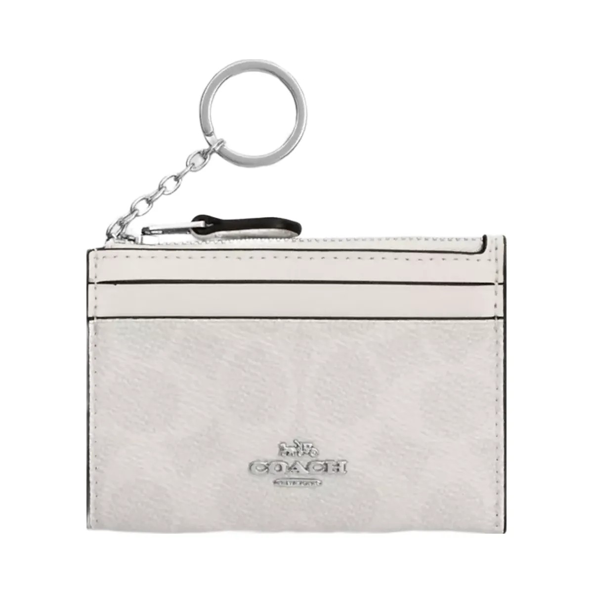 Coach Mini Skinny Id Case In Signature Canvas in Silver White Chalk - HypeFly India View 1