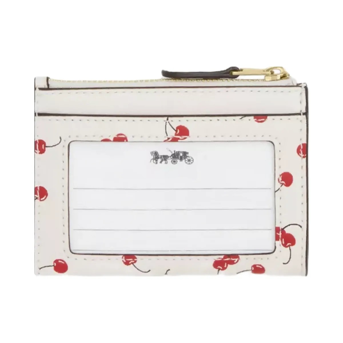 Coach Mini Skinny Id Case With Cherry Print in Gold Chalk Multi - HypeFly India View 2