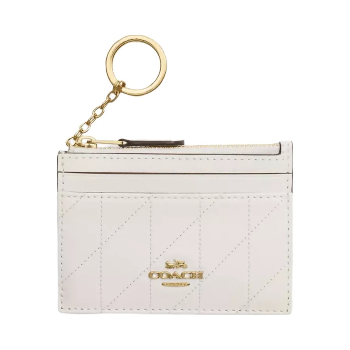Coach Mini Skinny Id Case With Quilting in Gold Chalk - HypeFly India View 1