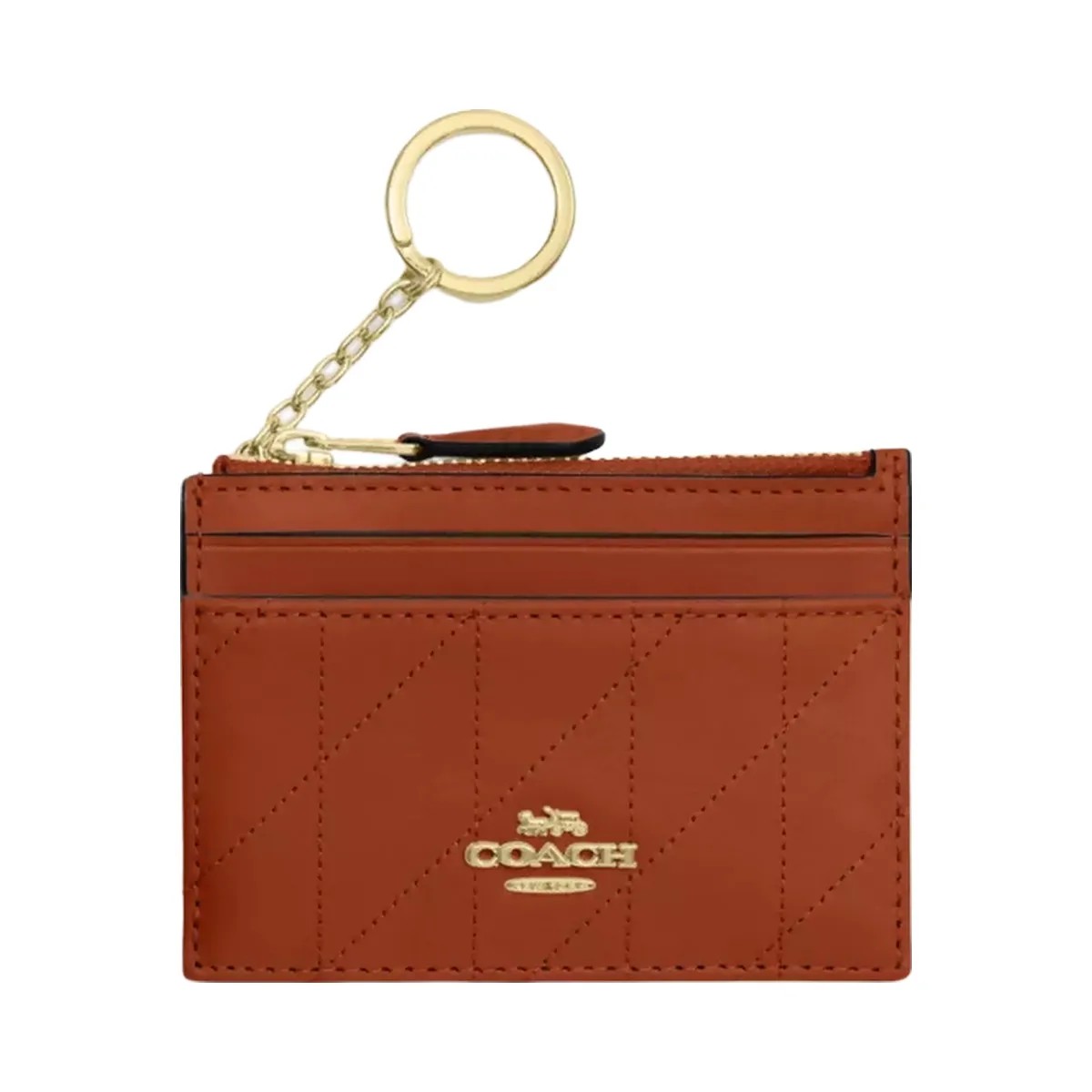 Coach Mini Skinny Id Case With Quilting in Gold Cinnamon - HypeFly India View 1